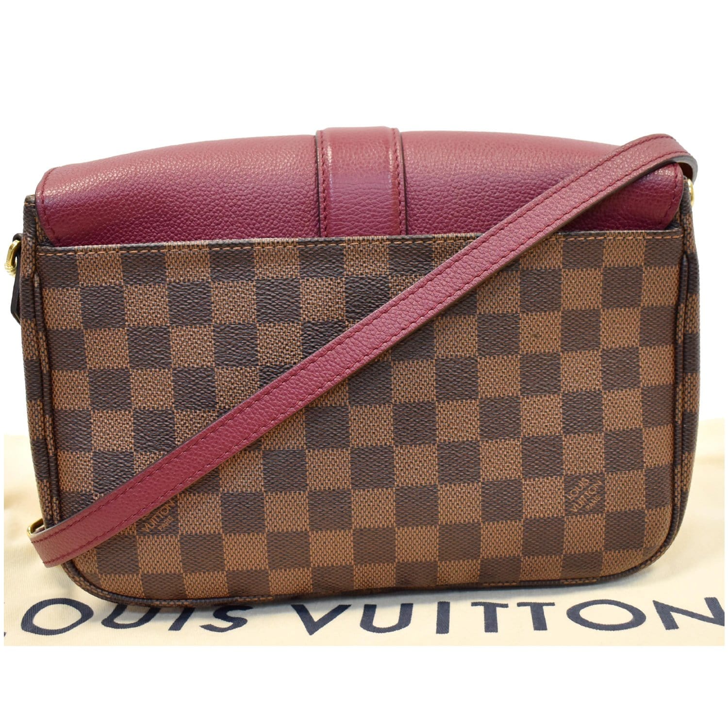 Louis Clapton Damier Ebene Crossbody Bag Raisin