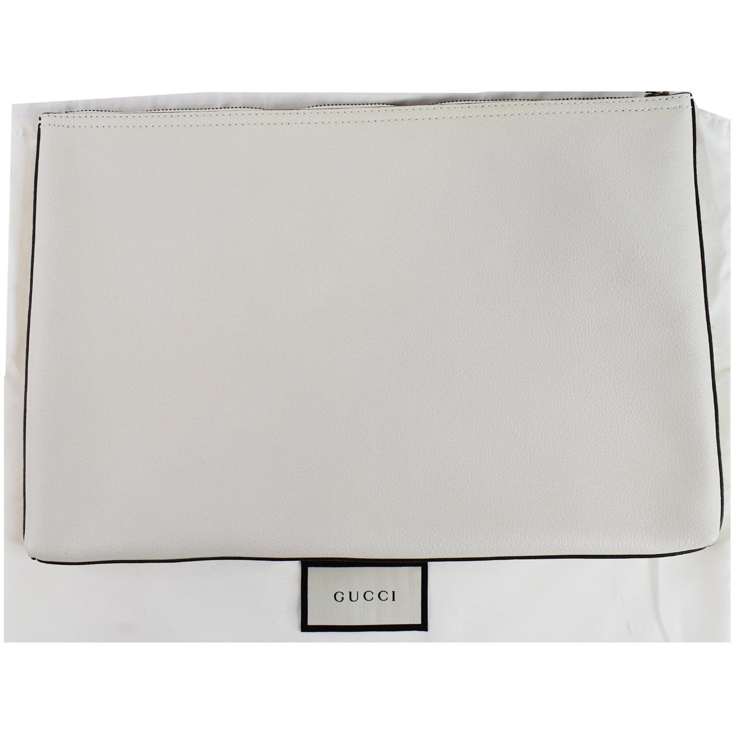 Gucci Pebbled Logo Portfolio Clutch Last Call Leather White Clutch Bag