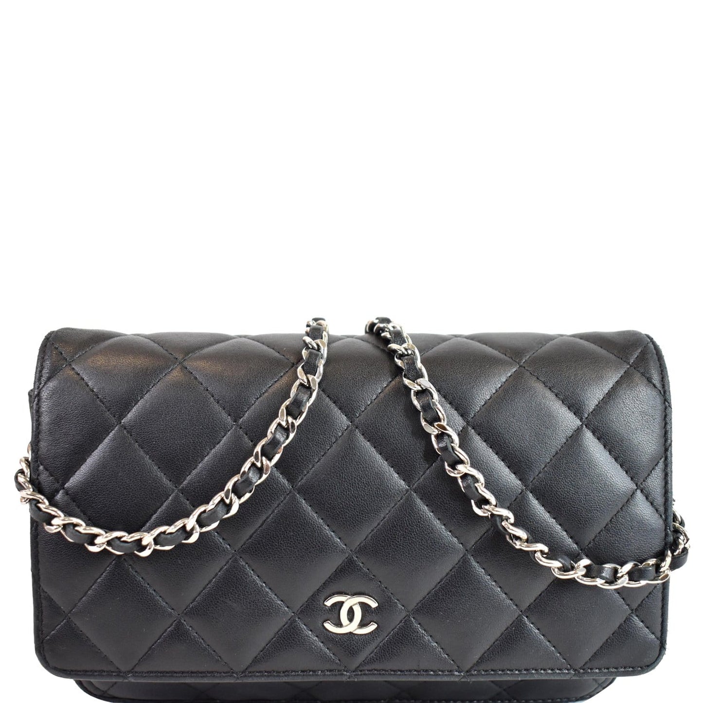 Chanel Wallet On Lambskin Woc Crossbody Bag Leather Black