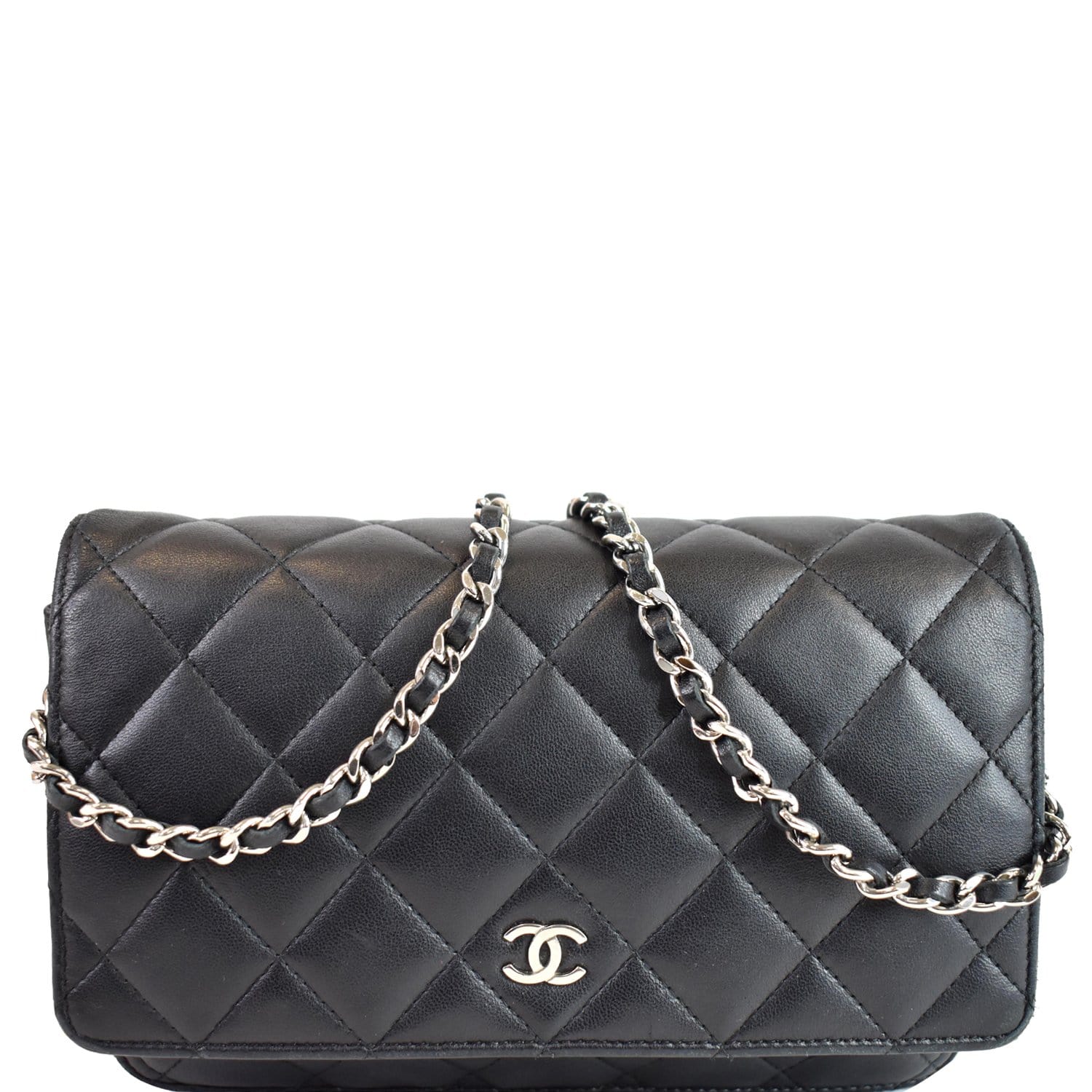 Chanel Wallet On Lambskin Woc Crossbody Bag Leather Black
