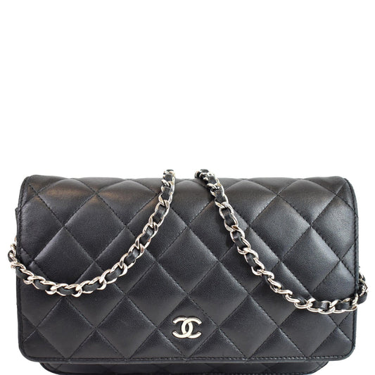 Chanel Wallet On Lambskin Woc Crossbody Bag Leather Black