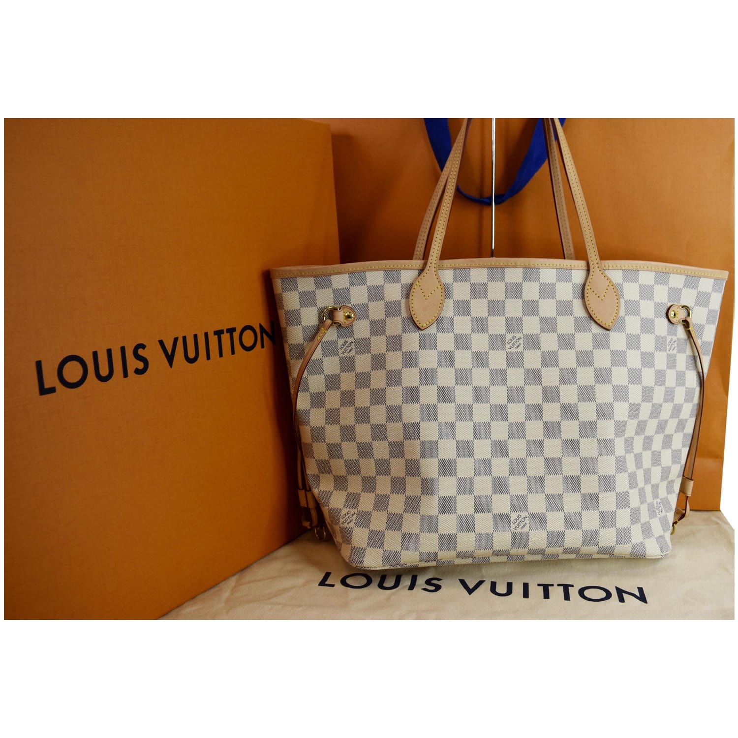 Louis Neverfull Mm Damier Azur Tote Shoulder Shoulder Bag