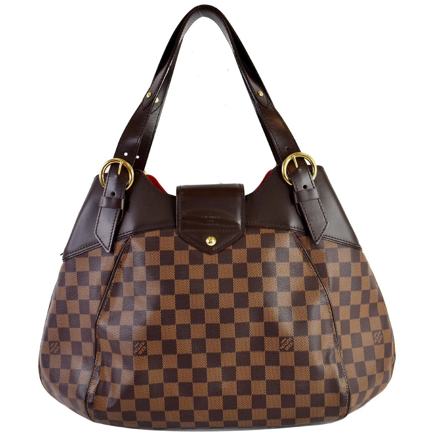Louis Sistina Gm Damier Ebene Shoulder Bag Brown