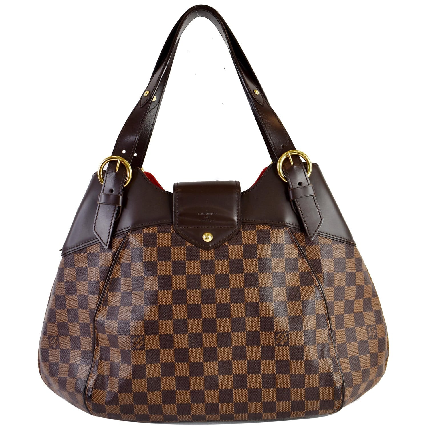 Louis Sistina Gm Damier Ebene Shoulder Bag Brown