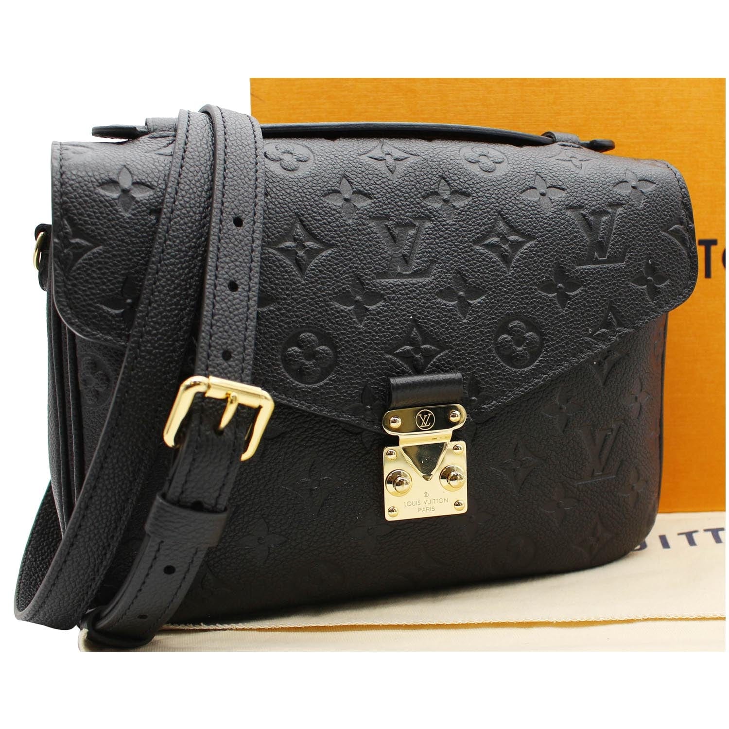 Louis Metis Pochette Empreinte Shoulder Bag Leather Black