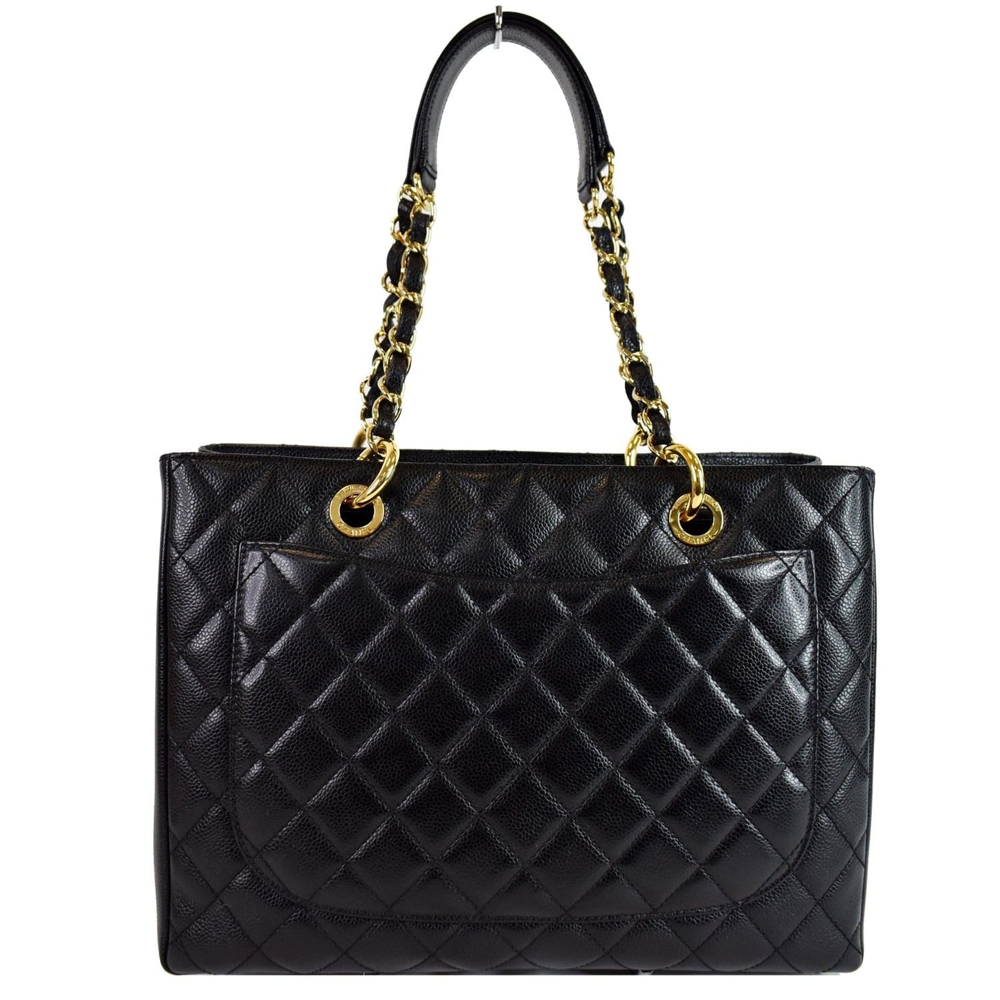 Chanel Grand Shopping Gst Caviar Tote Bag Leather Black Grand Shopping
