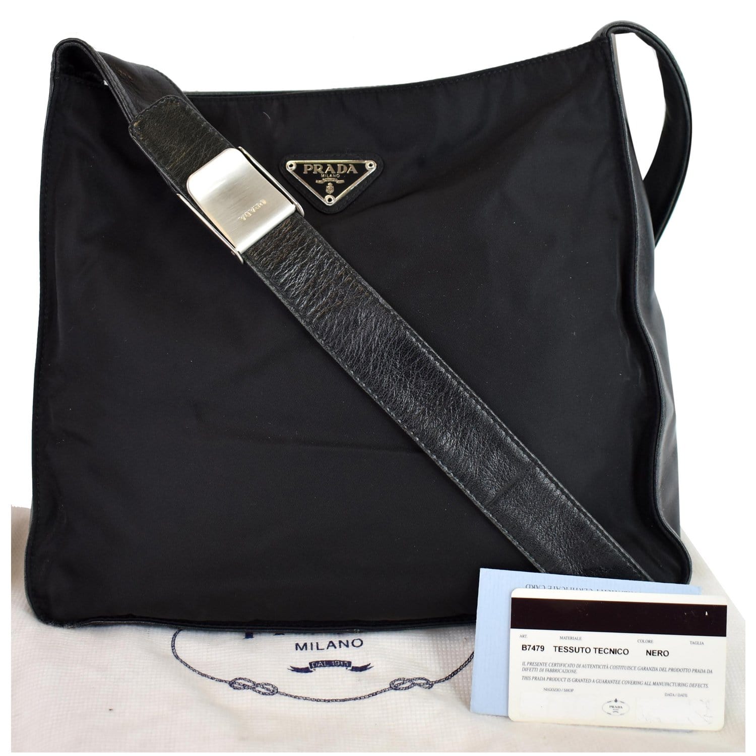 Prada Strap Shoulder Bag Leather Nylon