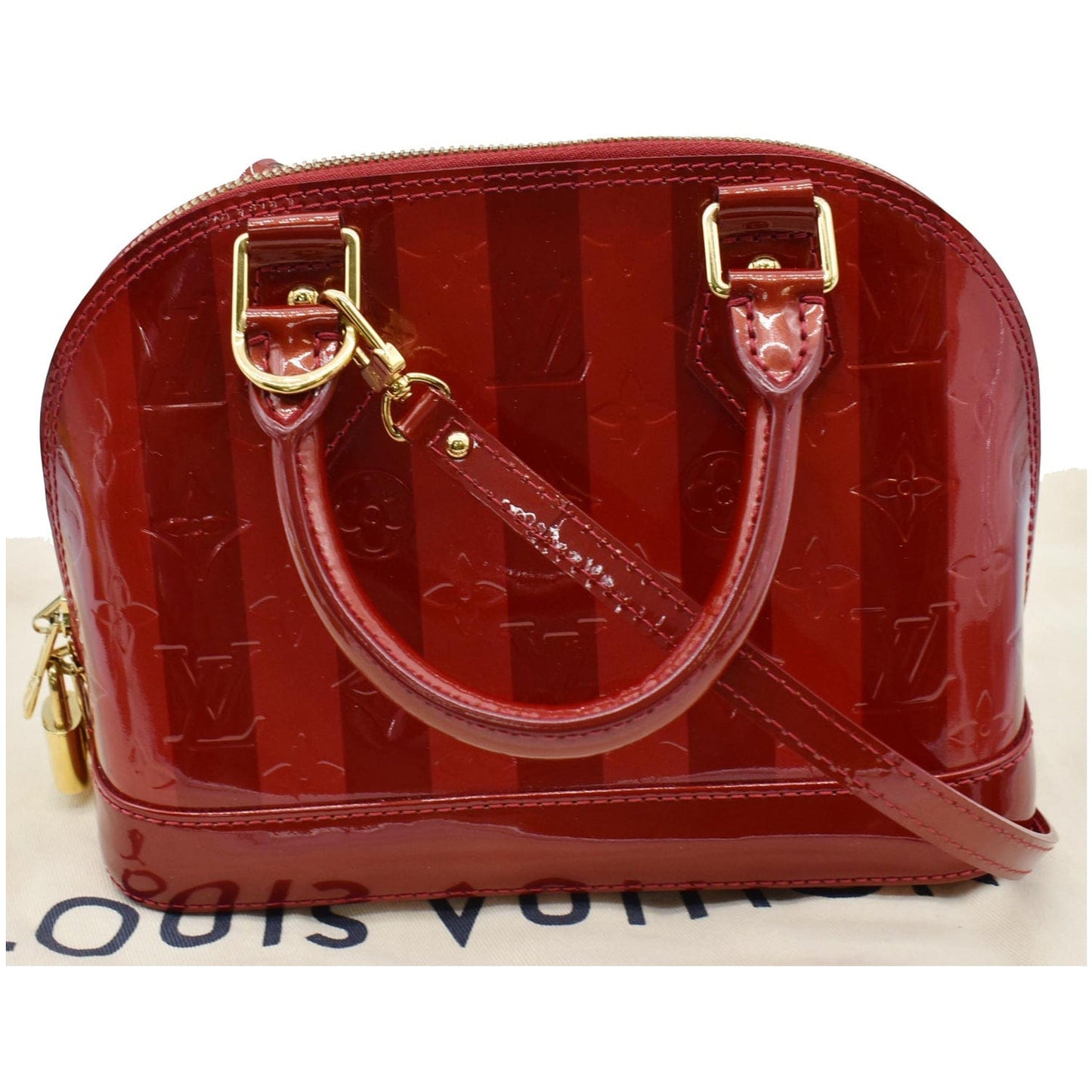 Louis Rayures Alma Bb Vernis Satchel Crossbody Leather Crossbody Bag