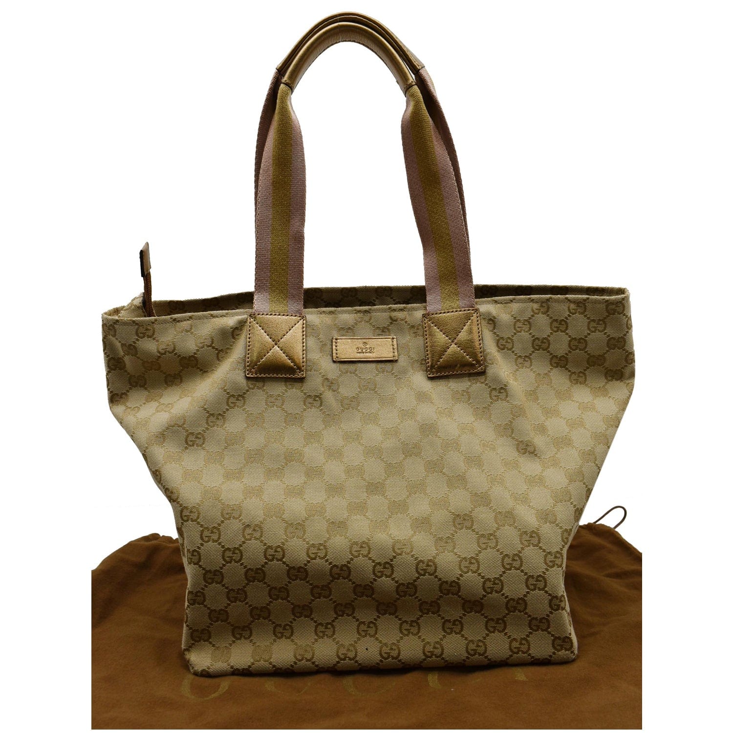 Gucci Sherry Tote Bag Leather Canvas