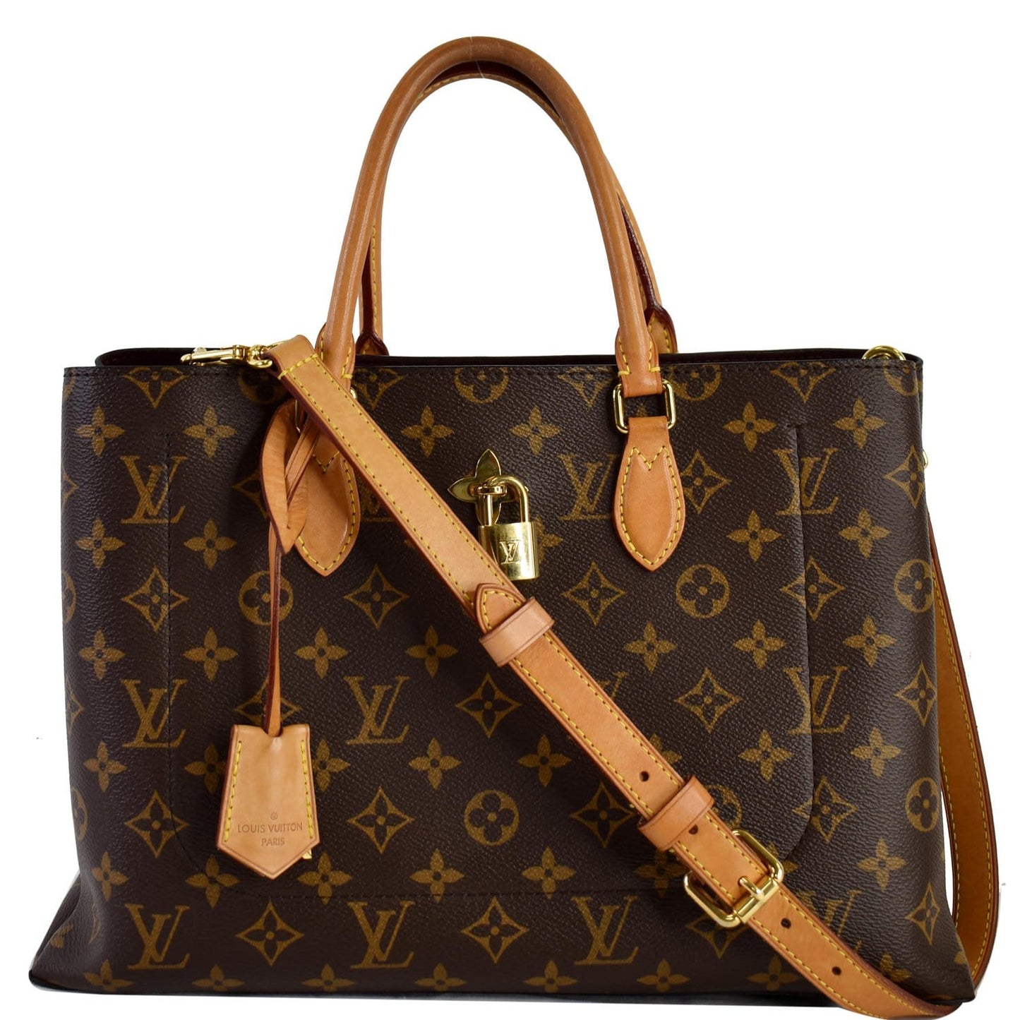 Louis Flower Tote Bag Canvas Monogram Bag Brown