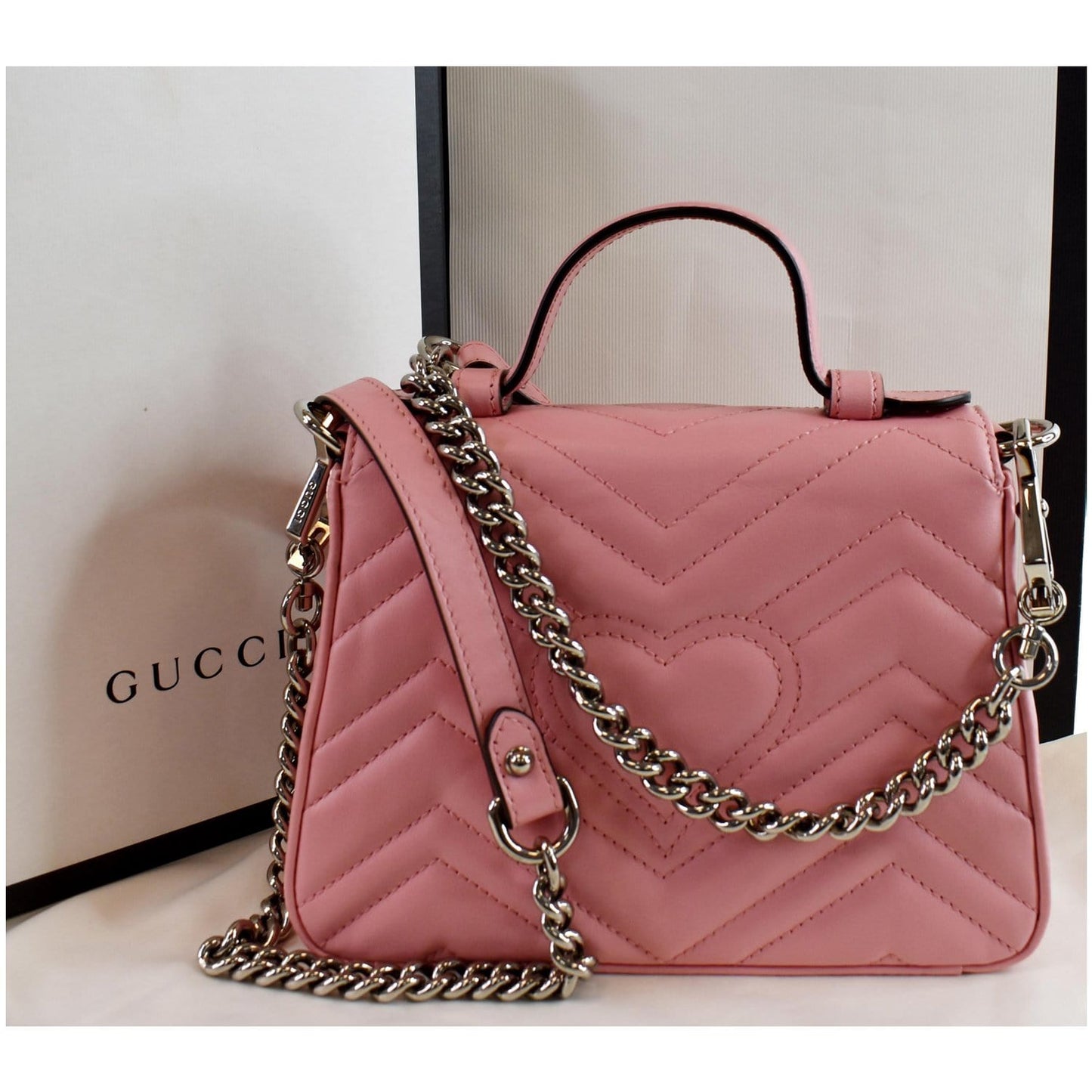 Gucci Marmont Top Handle Shoulder Bag Pastel Pink Mini