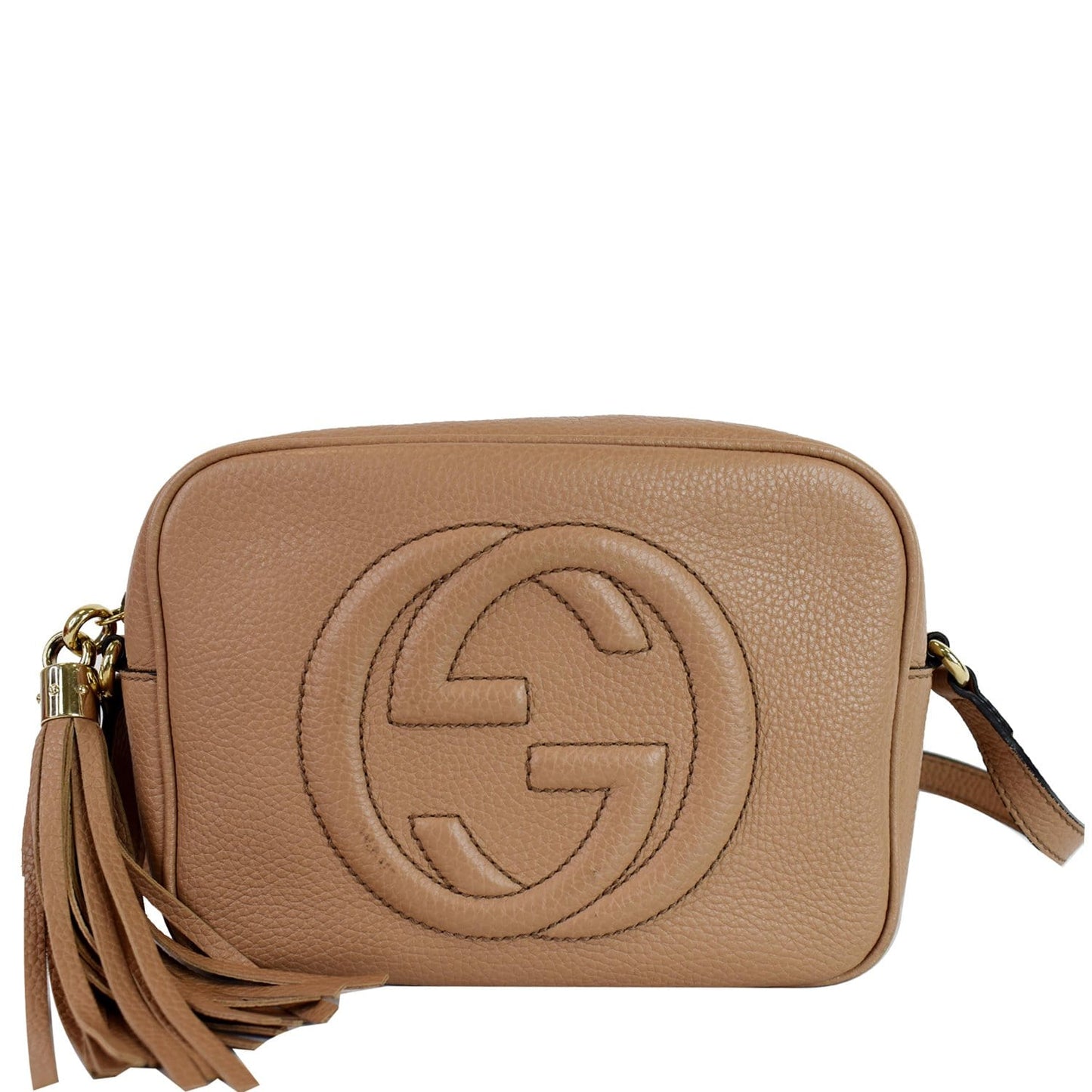 Gucci Soho Disco Pebbled Crossbody Bag Leather Beige