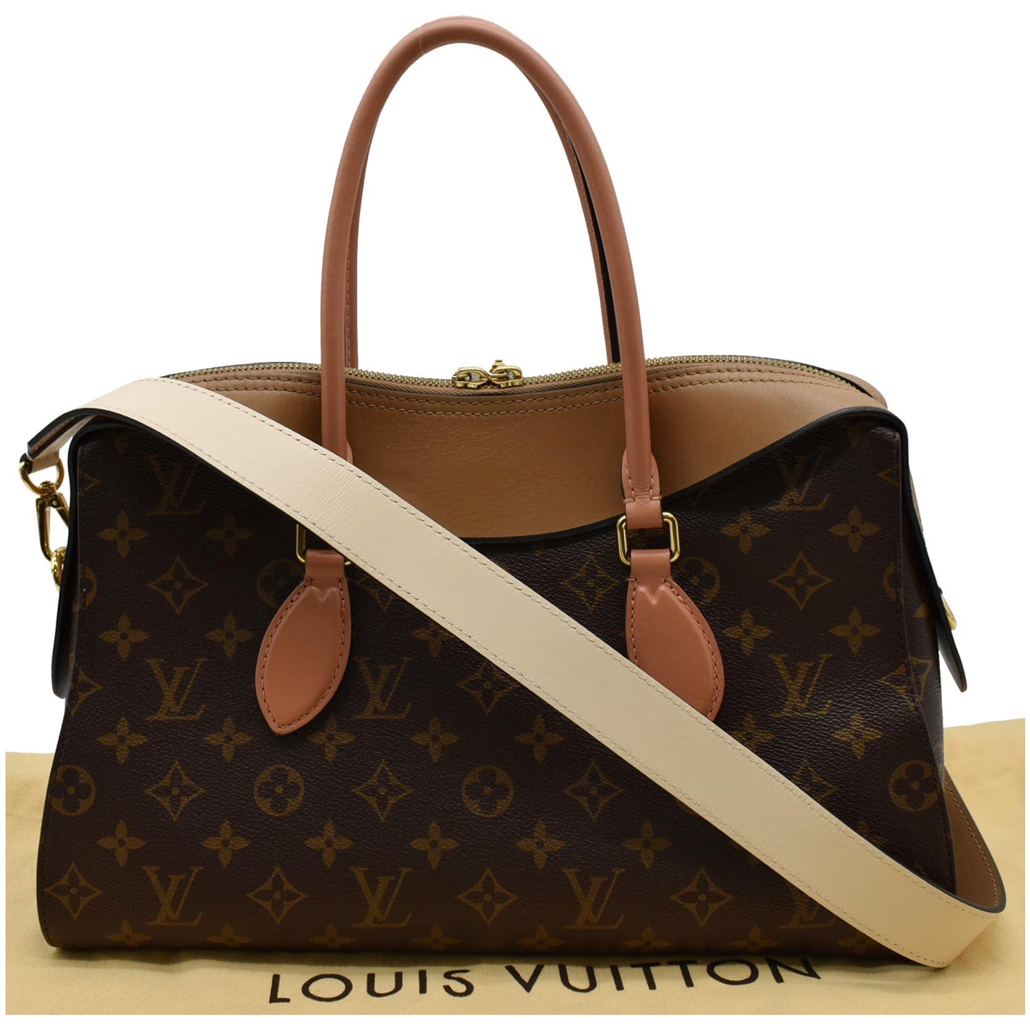 Louis Tuileries Shoulder Bag Sesame Peach Creme Canvas Monogram