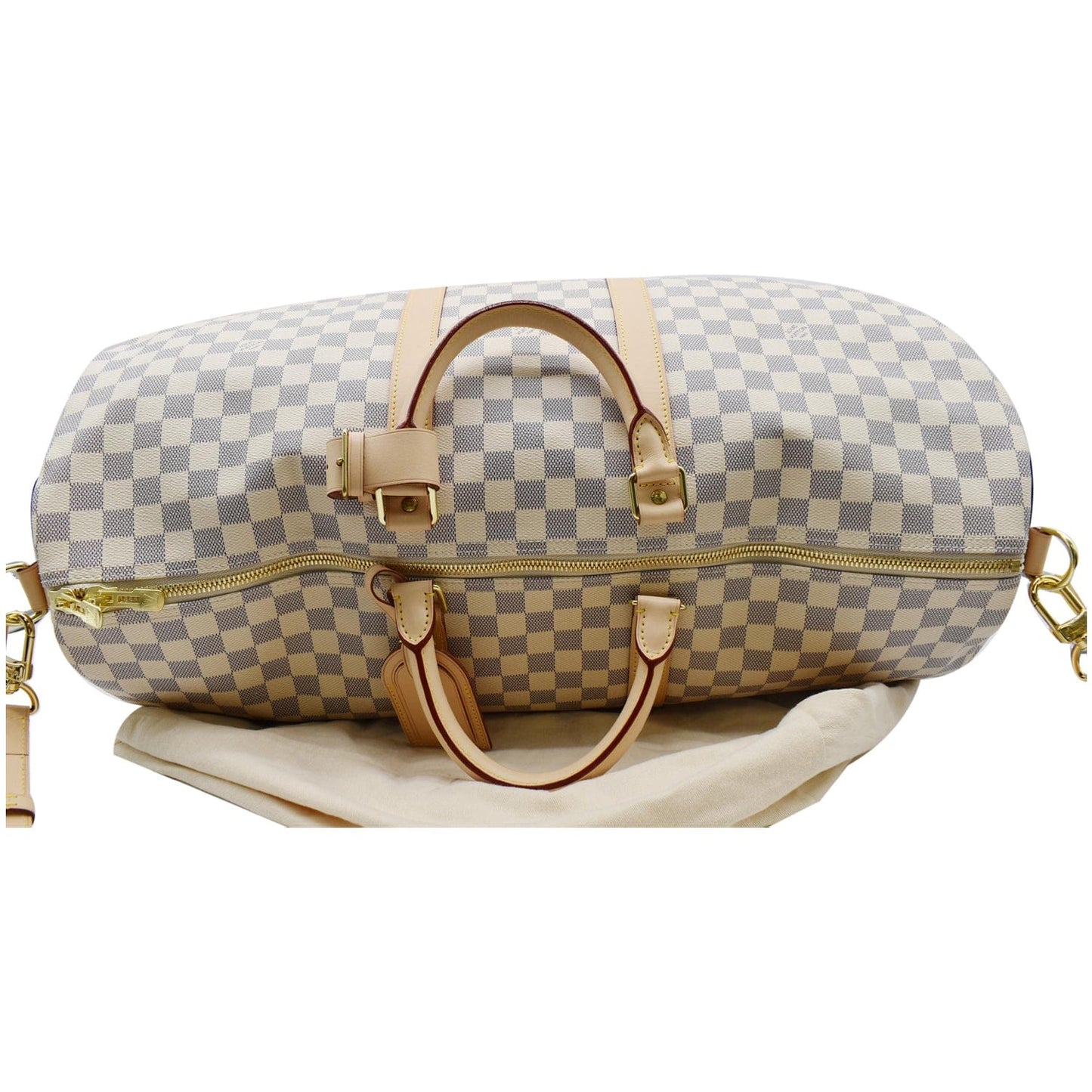 Louis Keepall Bandouliere Damier Azur Travel Bag White