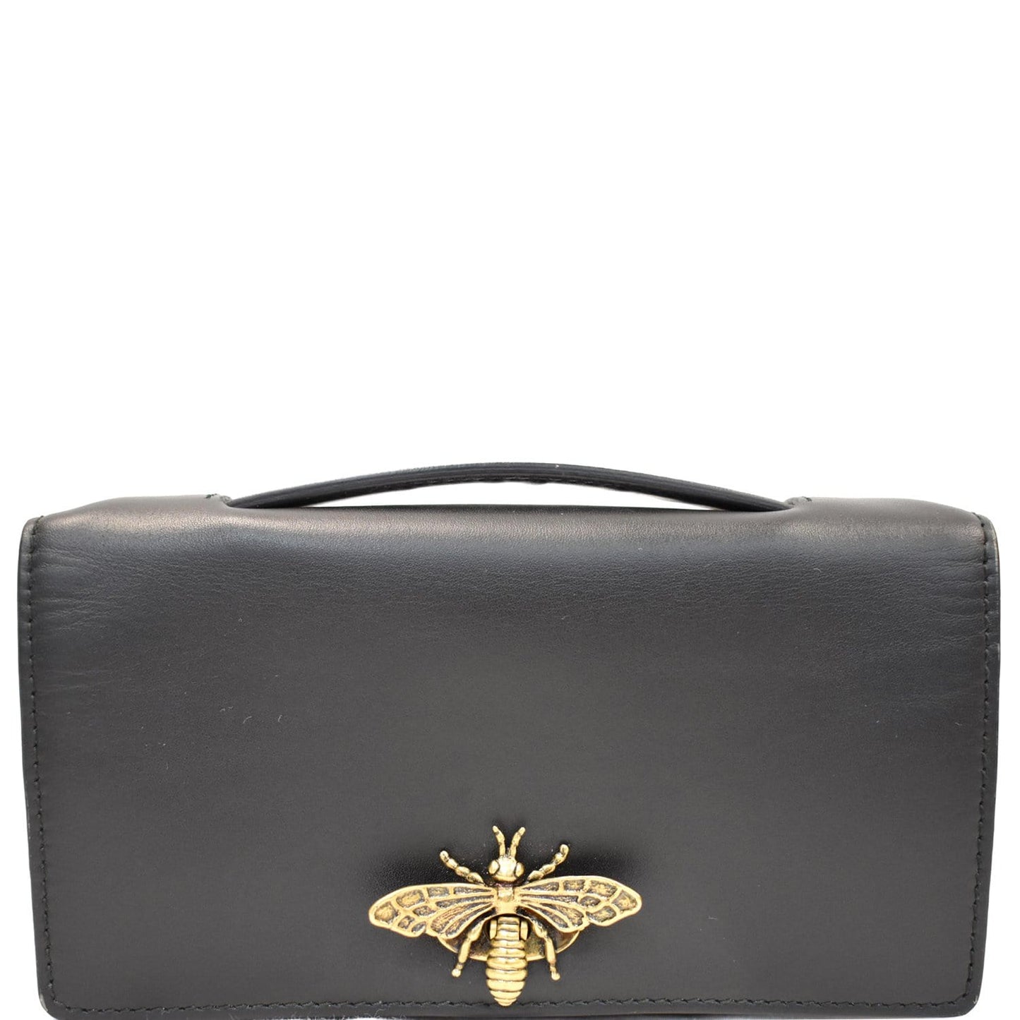 Dior Bee Pouch Clutch Bag Off Leather Black