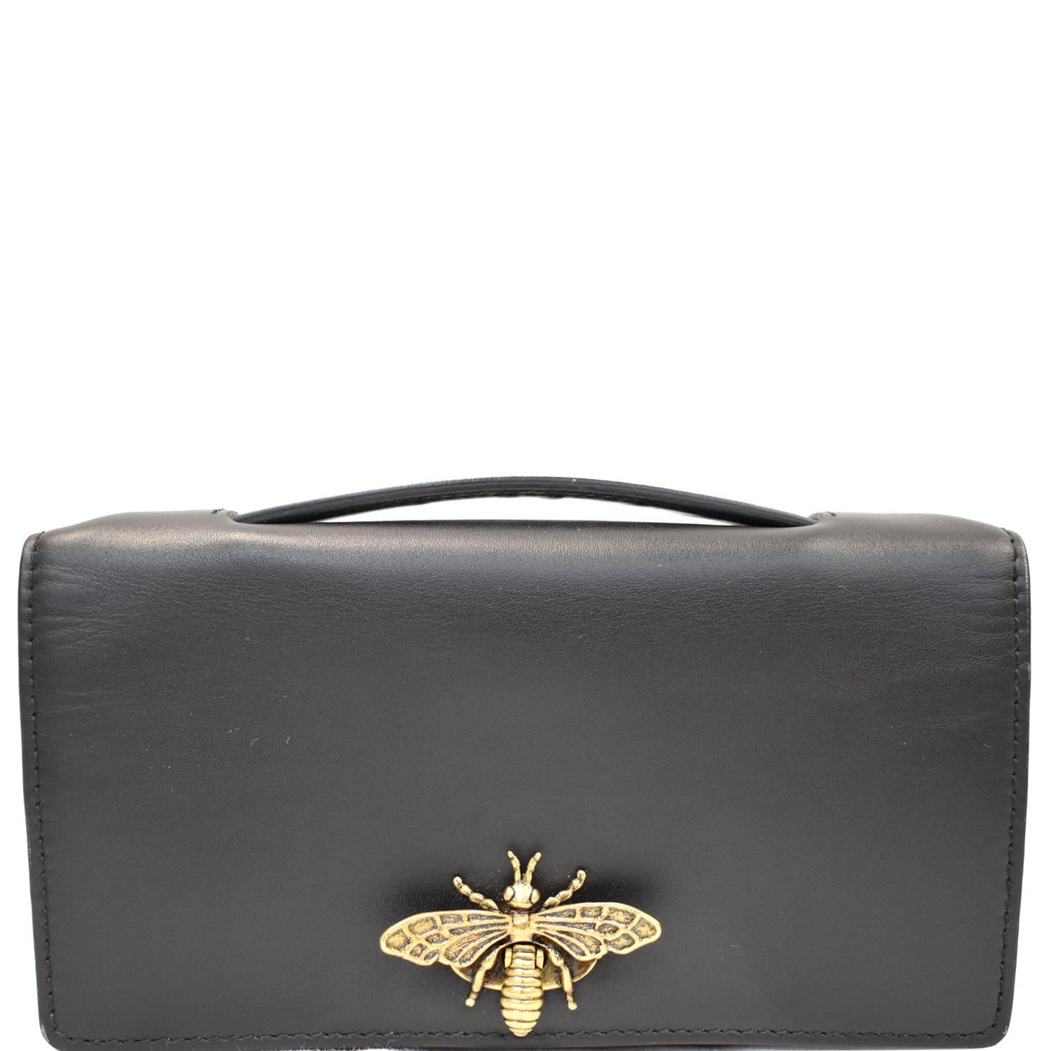 Dior Bee Pouch Clutch Bag Off Leather Black