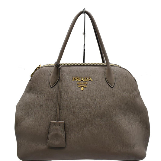 Prada Calf Tote Bag Clay Gray Leather