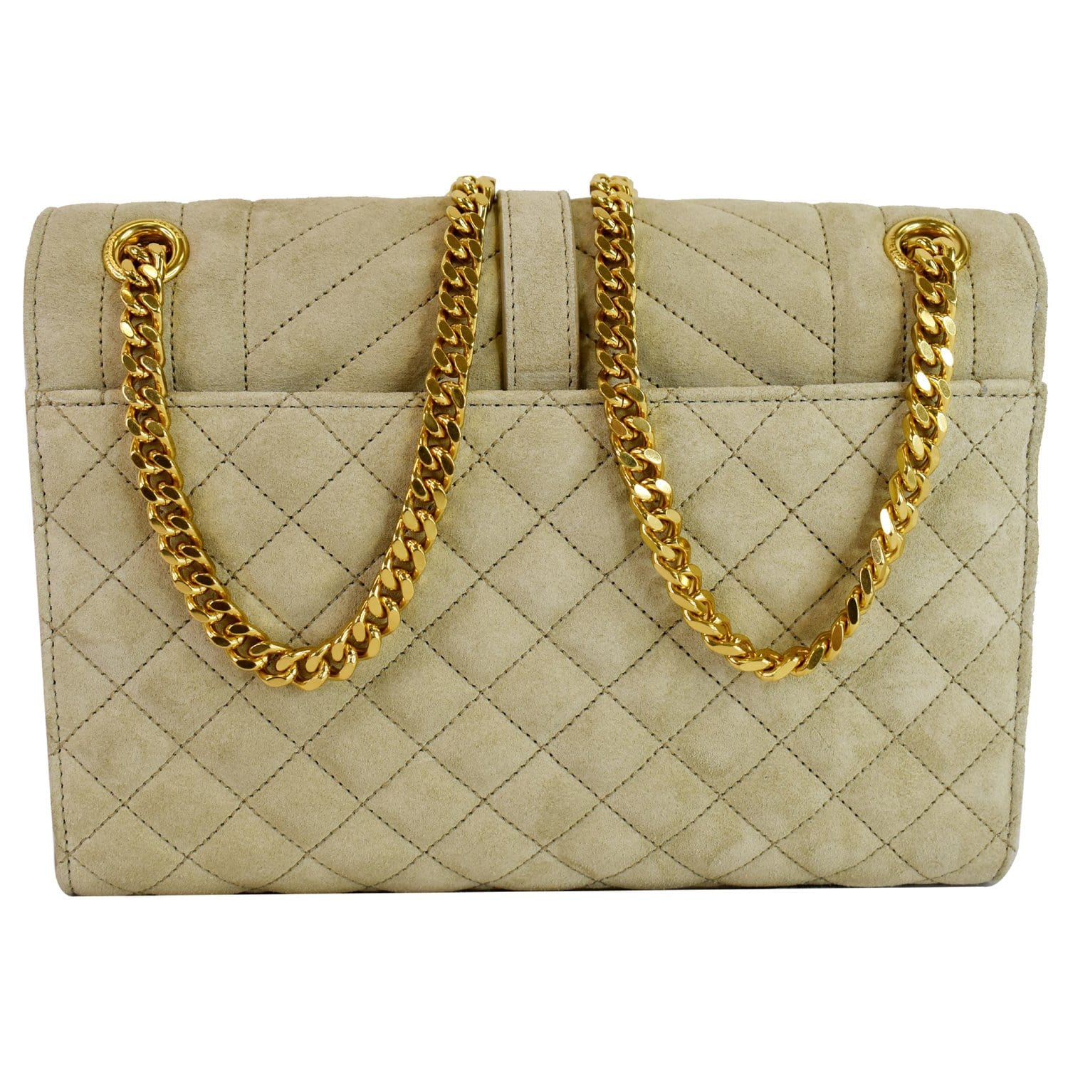 YSL Saint Laurent Saint Medium Envelope Crossbody Bag Suede Matelasse Bag Beige