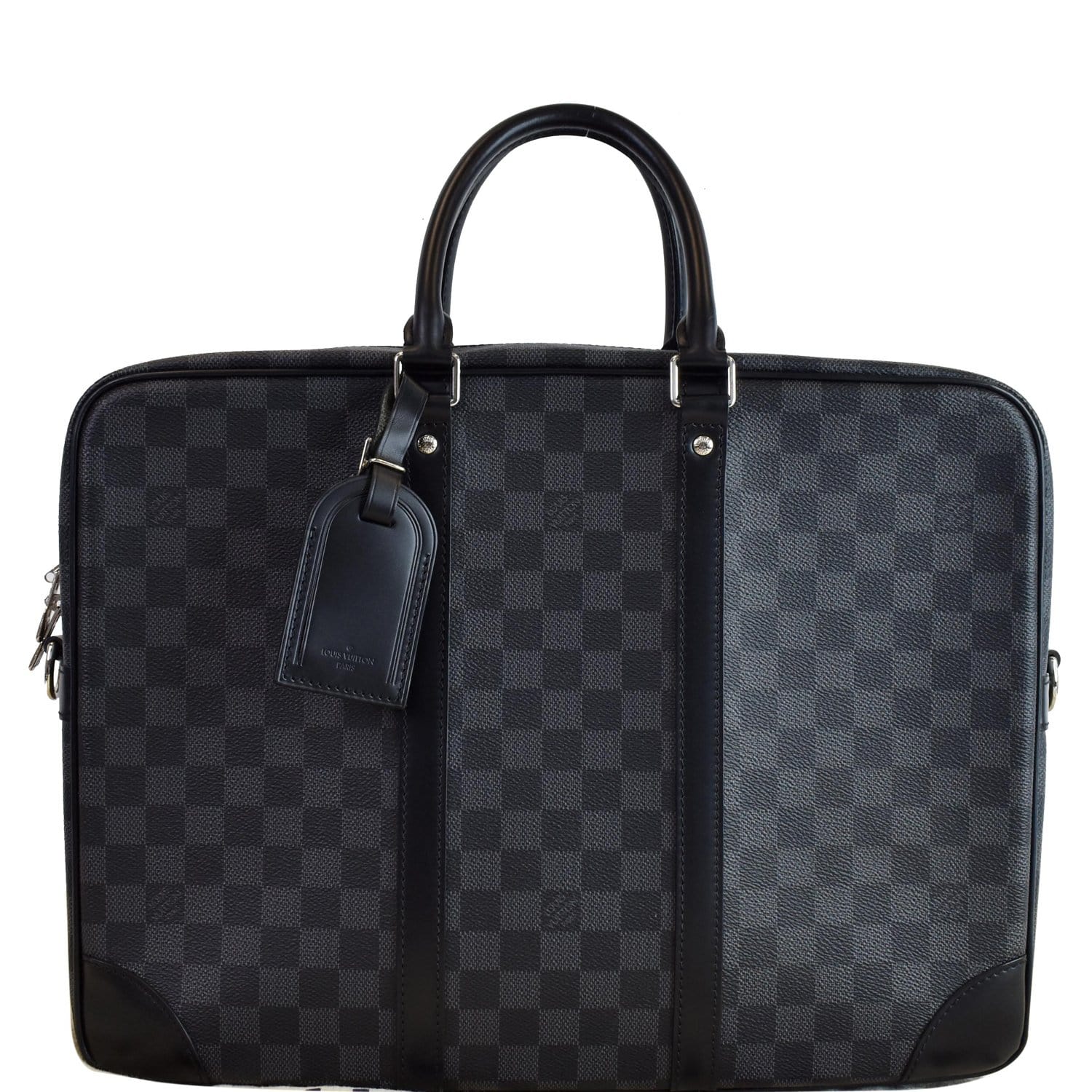 Louis Porte Documents Voyage Gm Damier Graphite Black Crossbody Bag