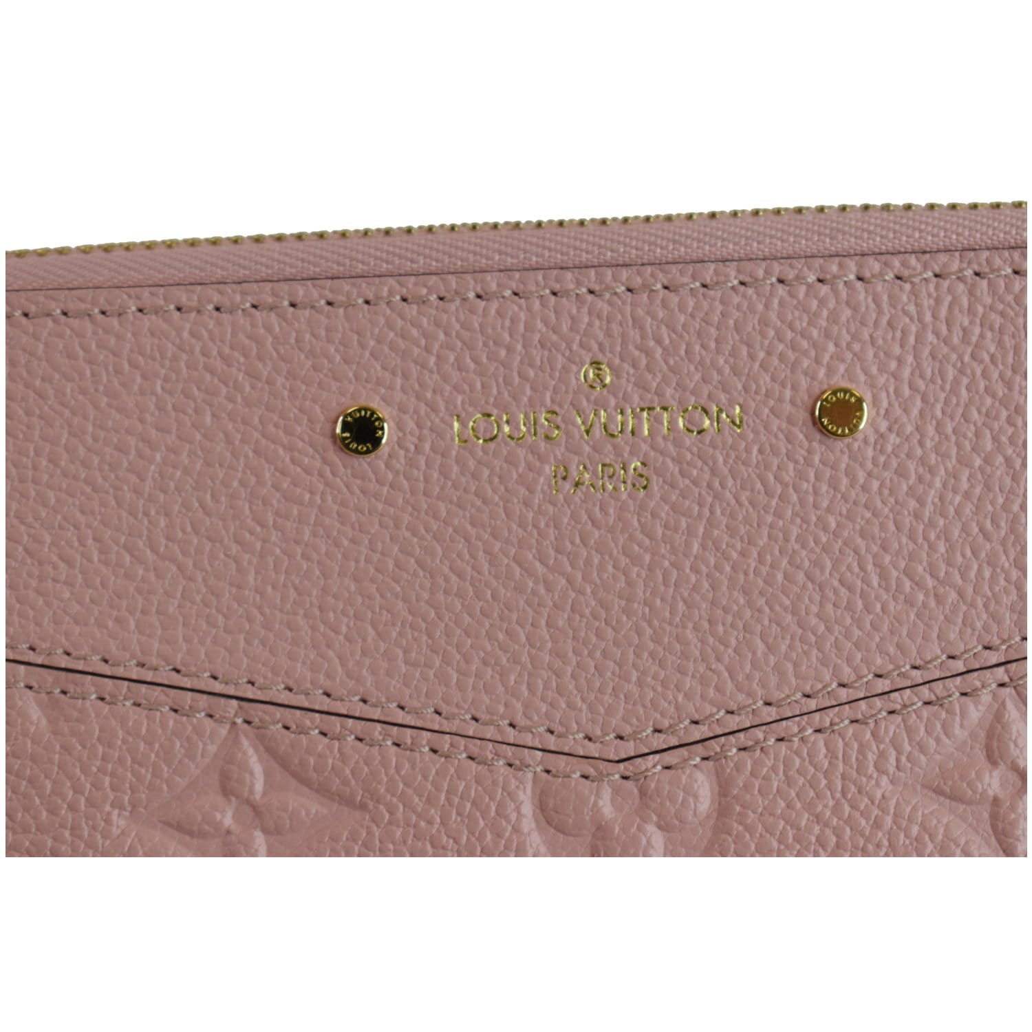 Louis Daily Pouch Empreinte Clutch Rose Poudre Leather Monogram Clutch Bag
