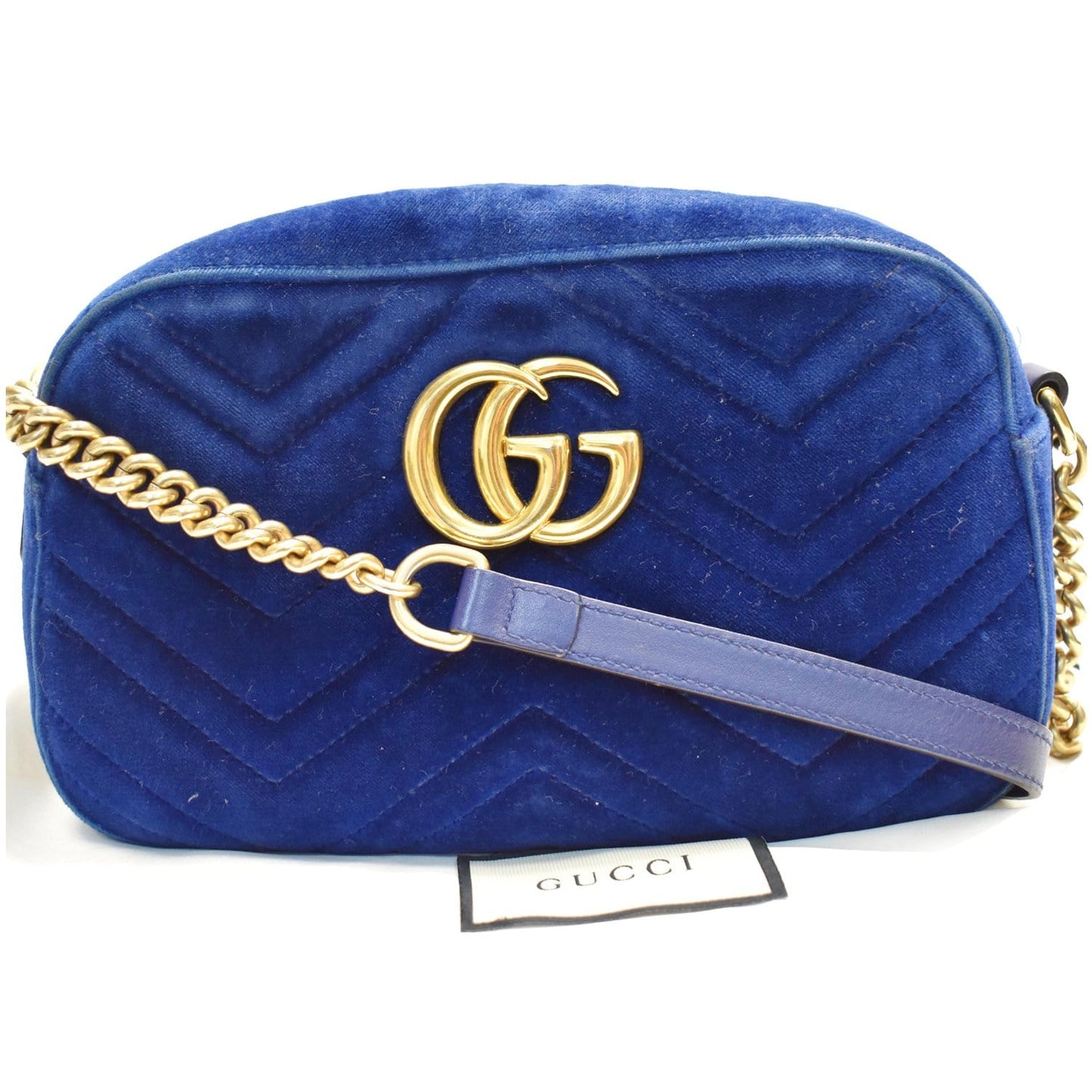 Gucci Marmont Velvet Crossbody Bag Blue Small