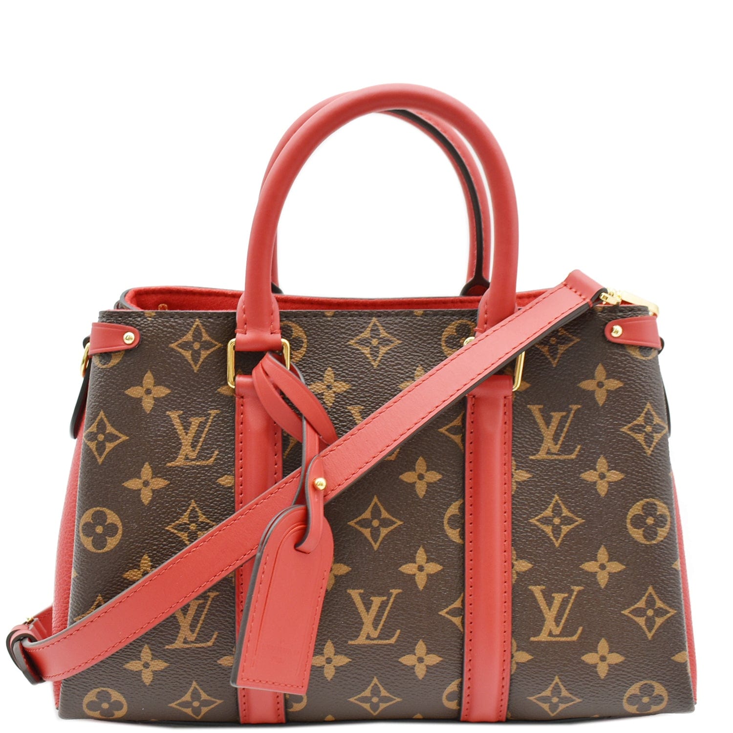 Louis Soufflot Bb Shoulder Crossbody Bag Cerise Canvas Monogram