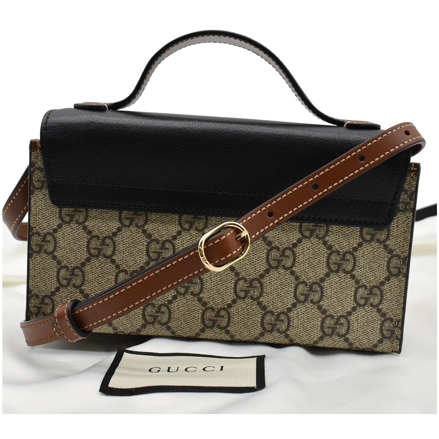 Gucci Padlock Supreme Top Handle Crossbody Bag Canvas Beige