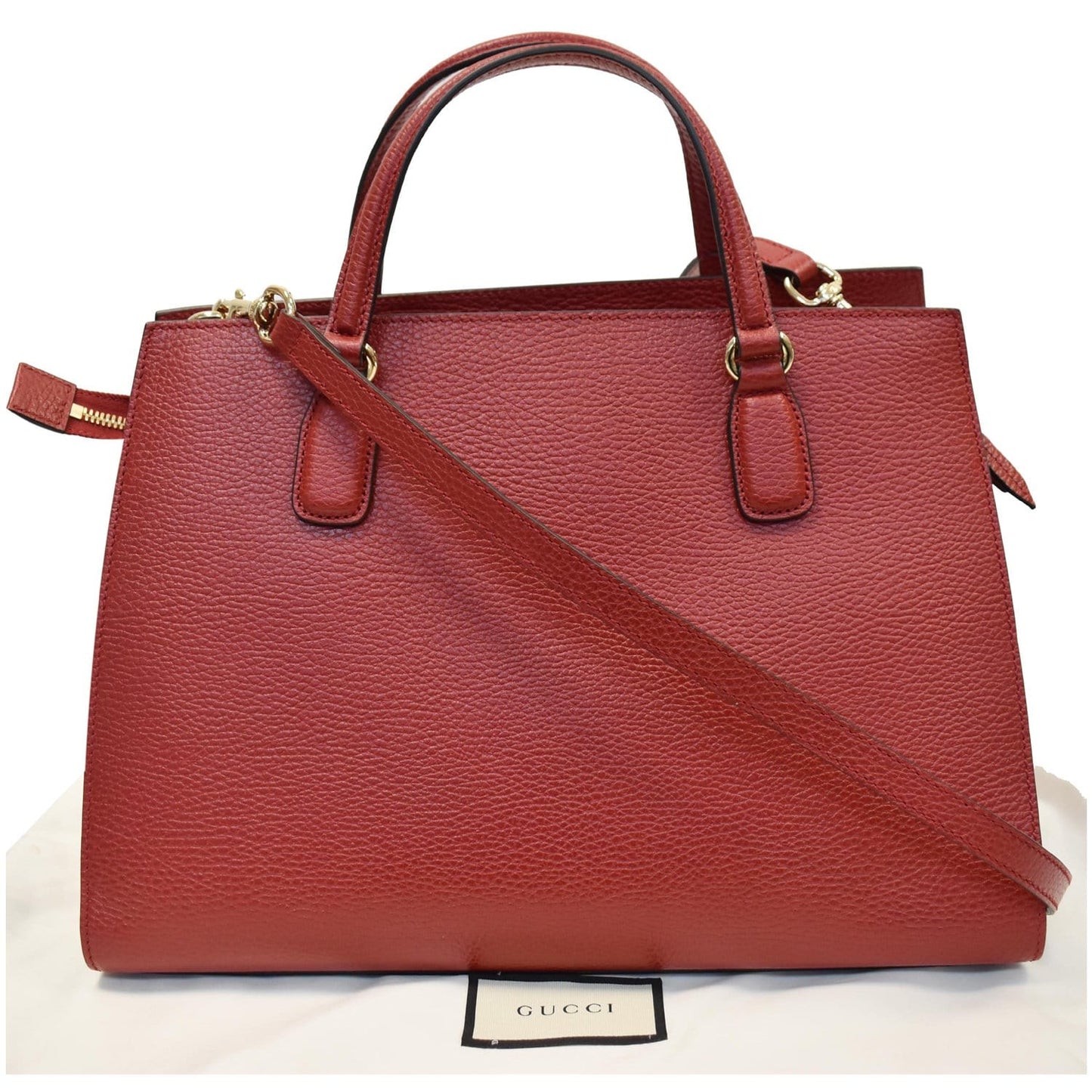 Gucci Soho Disco Top Handle Pebbled Shoulder Bag Leather Red
