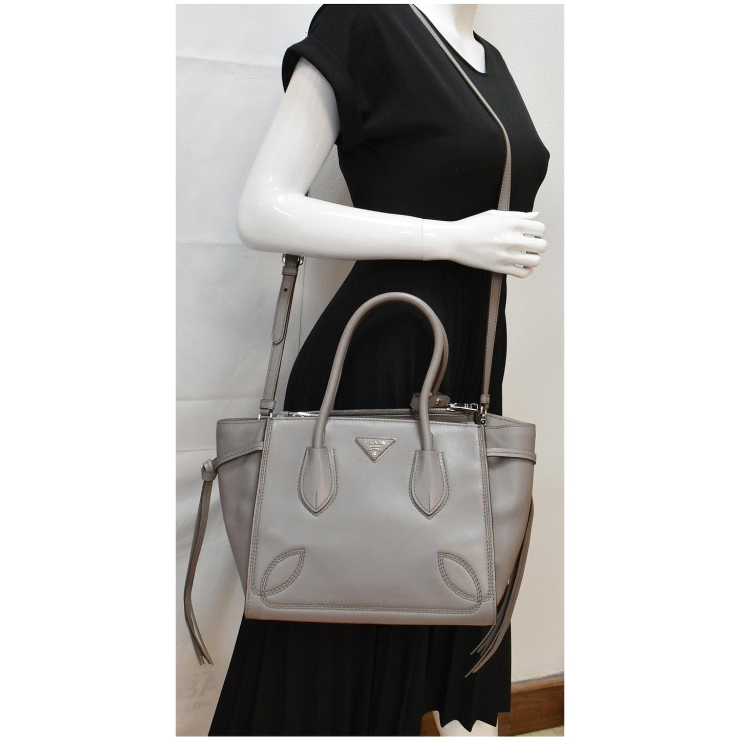 Prada City Sport 2Way Shoulder Bag Grey Leather
