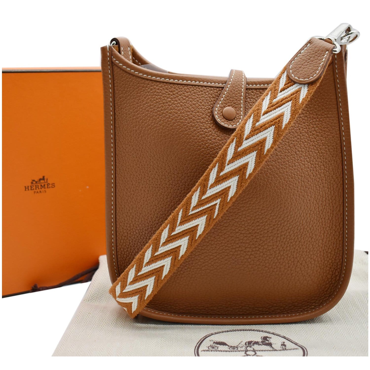 Hermes Evelyne Tpm Clemence Shoulder Bag Cuivre Leather