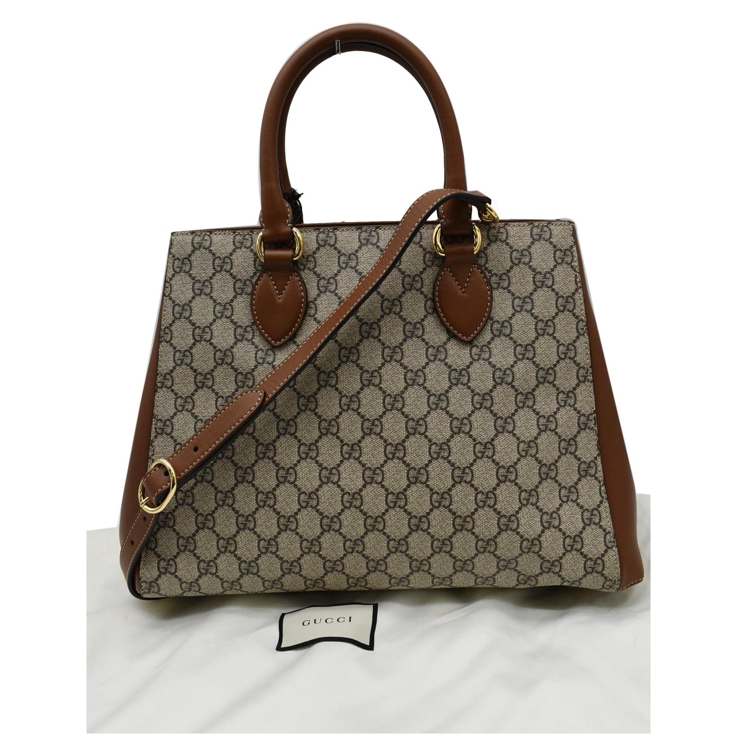 Gucci Blind For Love Supreme Top Handle Crossbody Canvas Brown Crossbody Bag