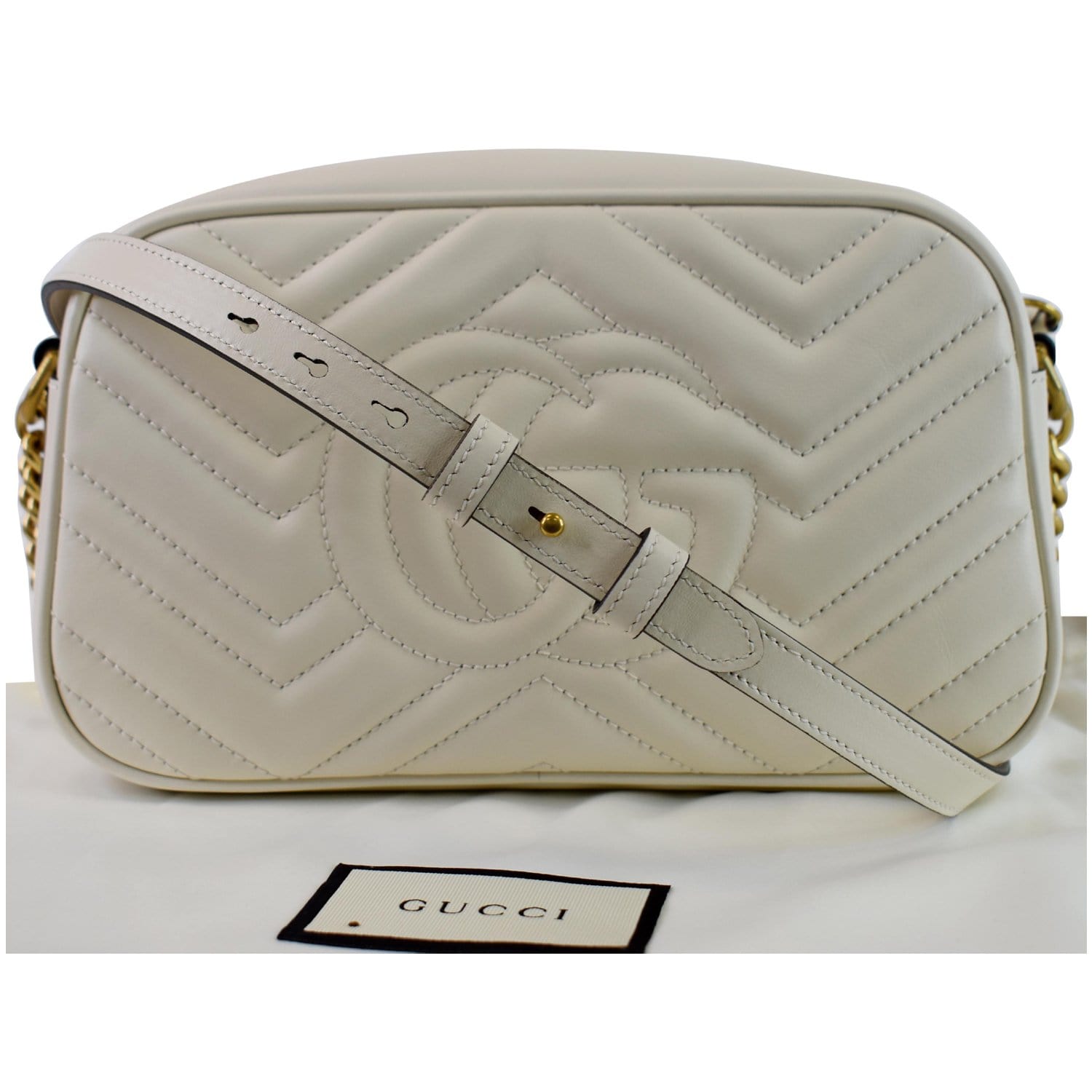 Gucci Marmont Small Crossbody Bag Leather Matelasse White 447632