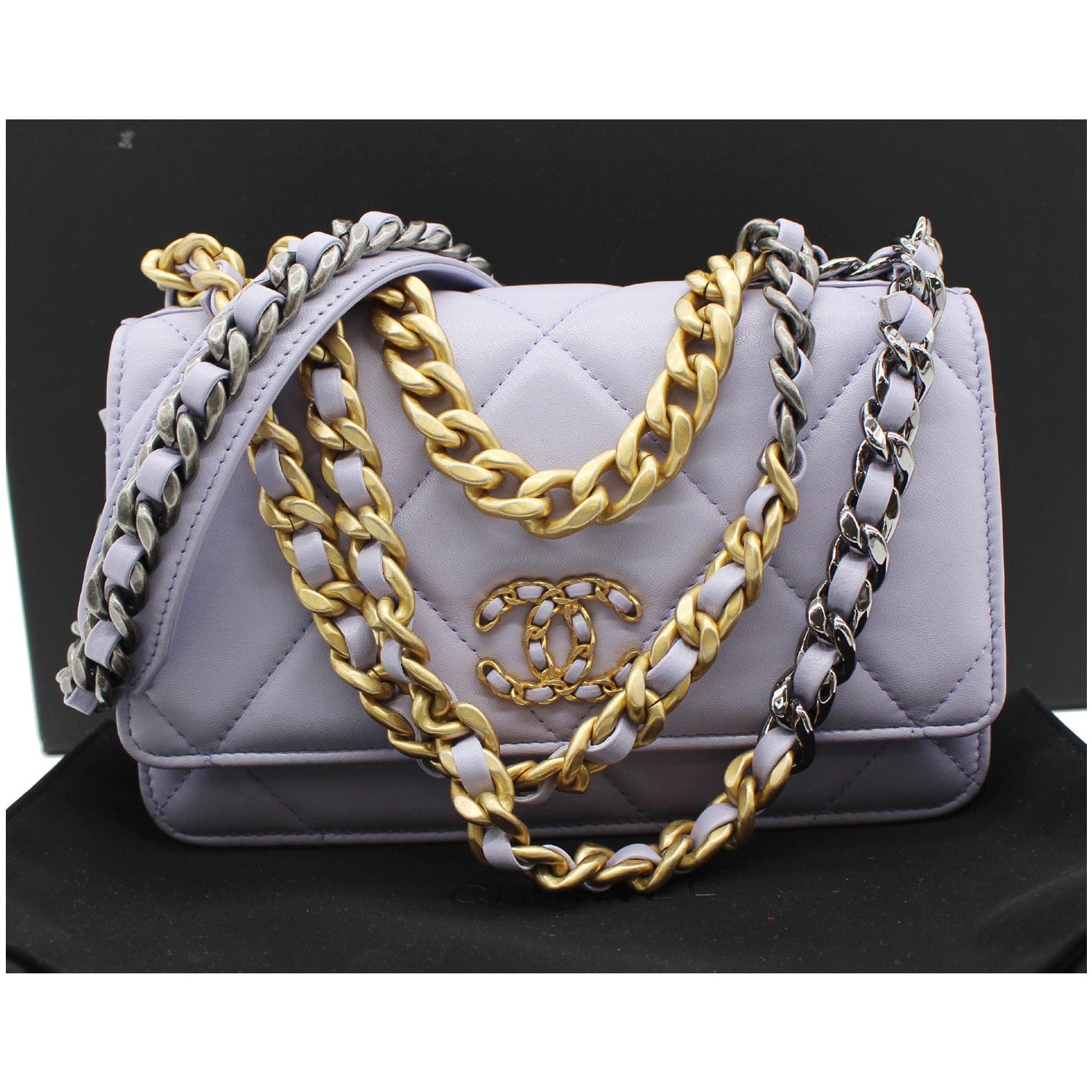 Chanel Cc Woc Wallet On Crossbody Bag Light Leather Chain