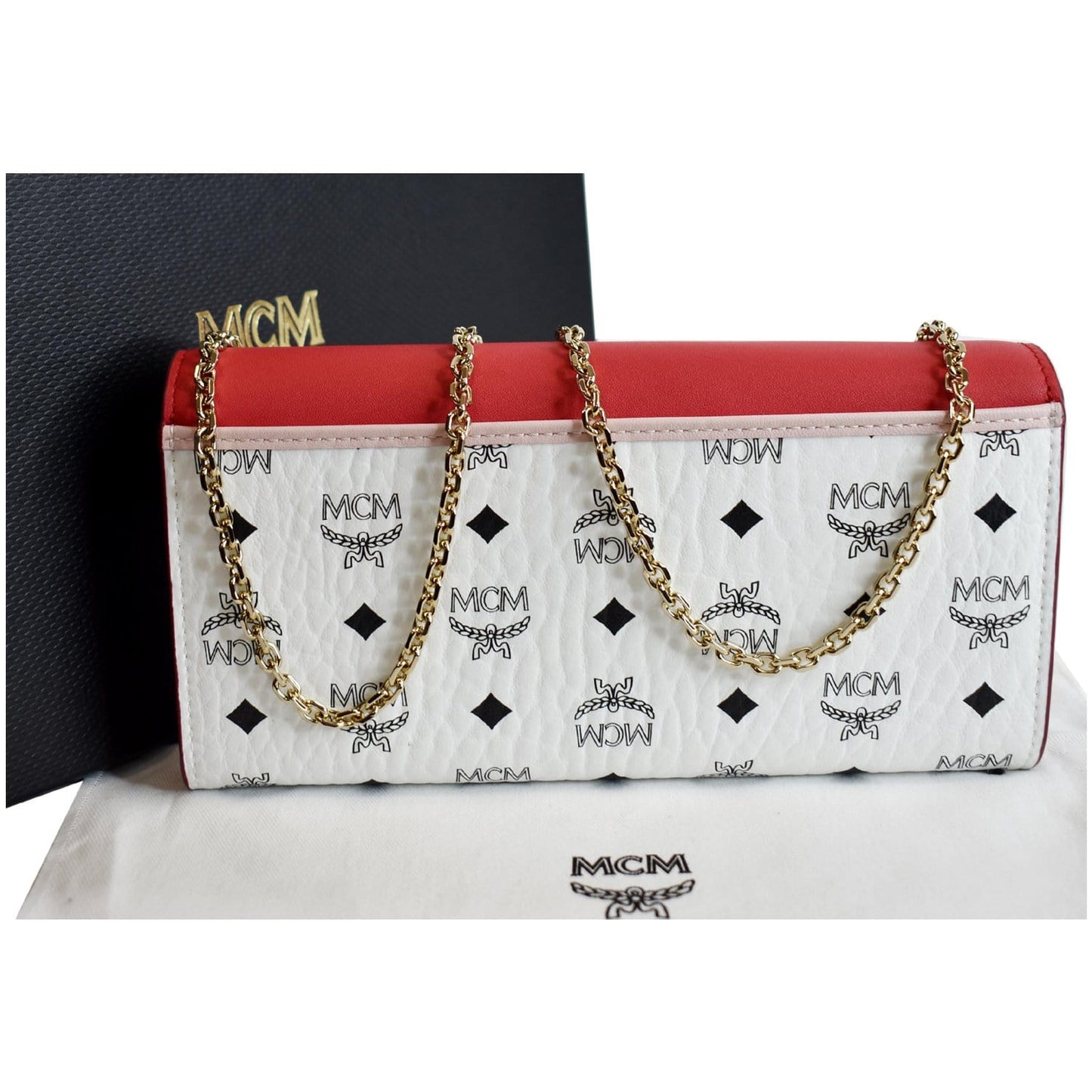 MCM Patricia Block Visetos Crossbody Wallet Leather Red Crossbody Bag