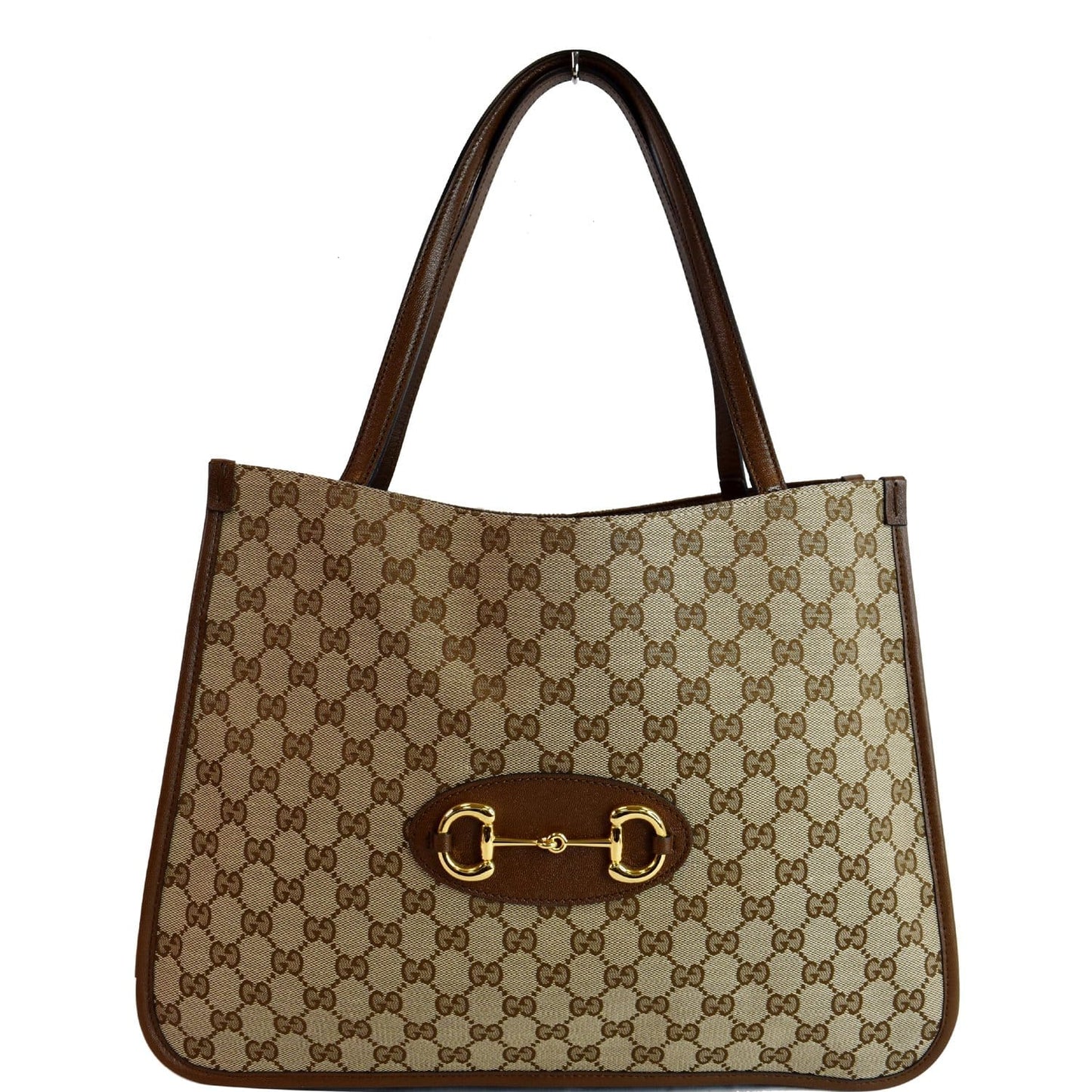 Gucci Horsebit Tote Bag Canvas Brown