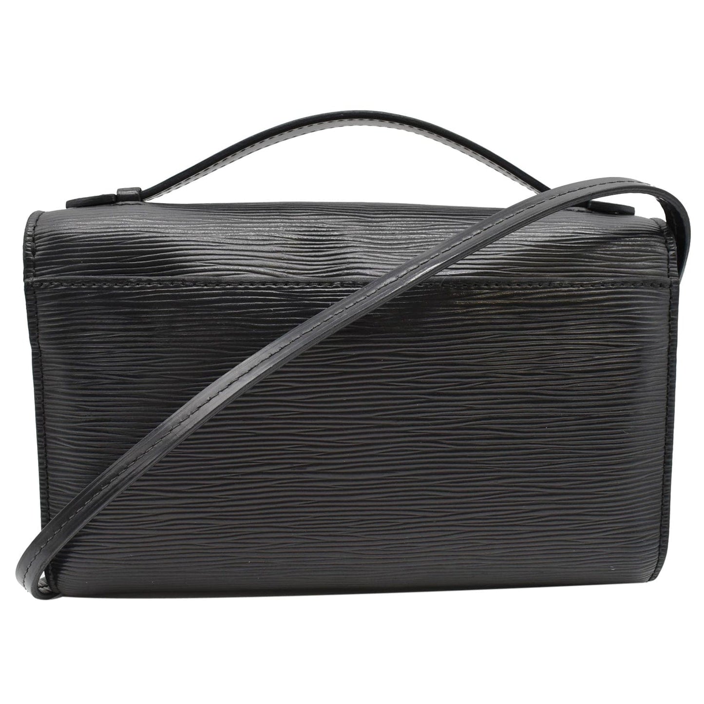 Louis Clery Pochette Epi Shoulder Bag Leather Black