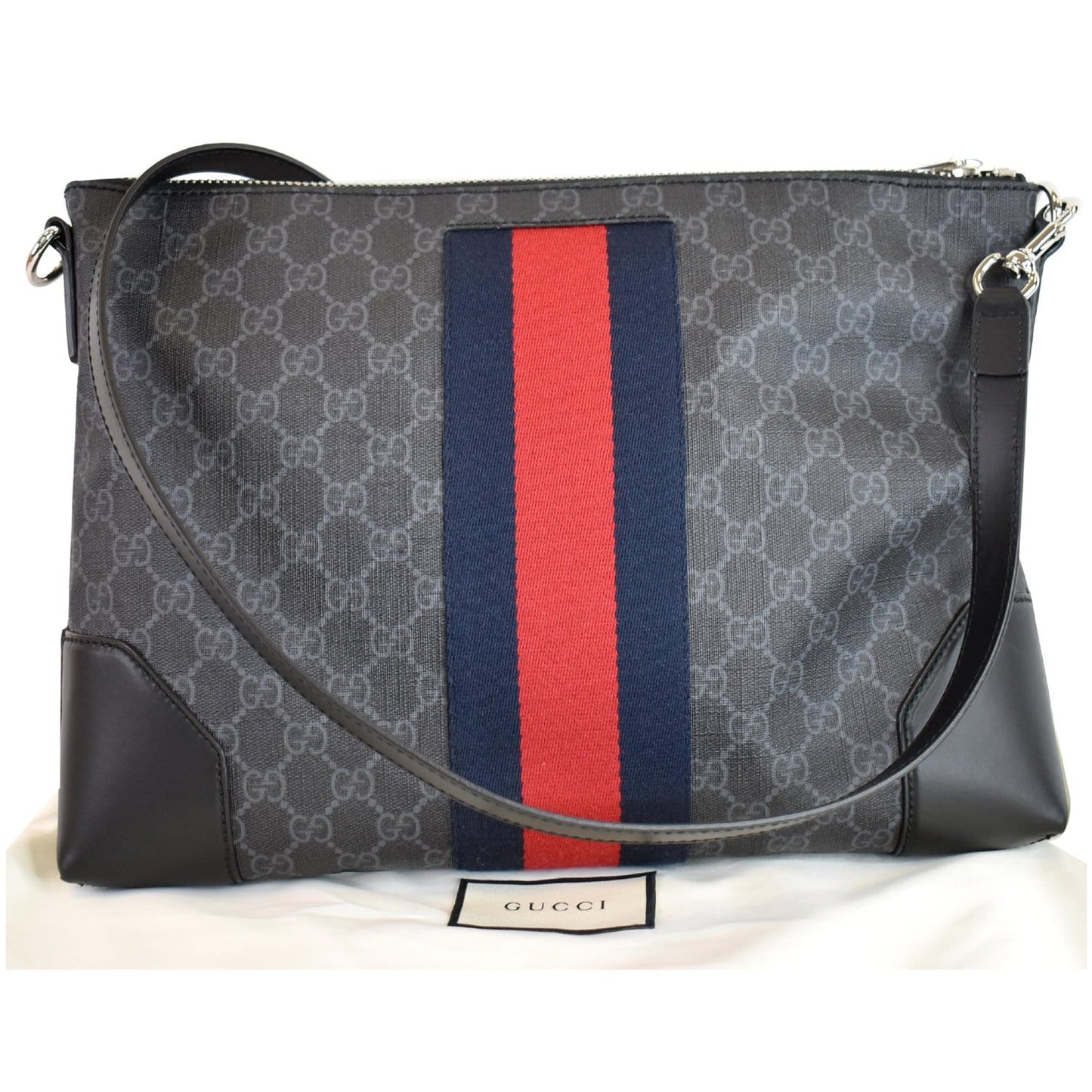 Gucci Supreme Web Messenger Bag Black Crossbody Bag