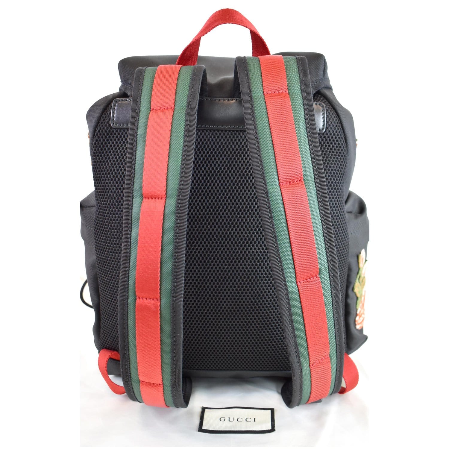 Gucci Techno Embroidery Fabric Backpack Bag Black
