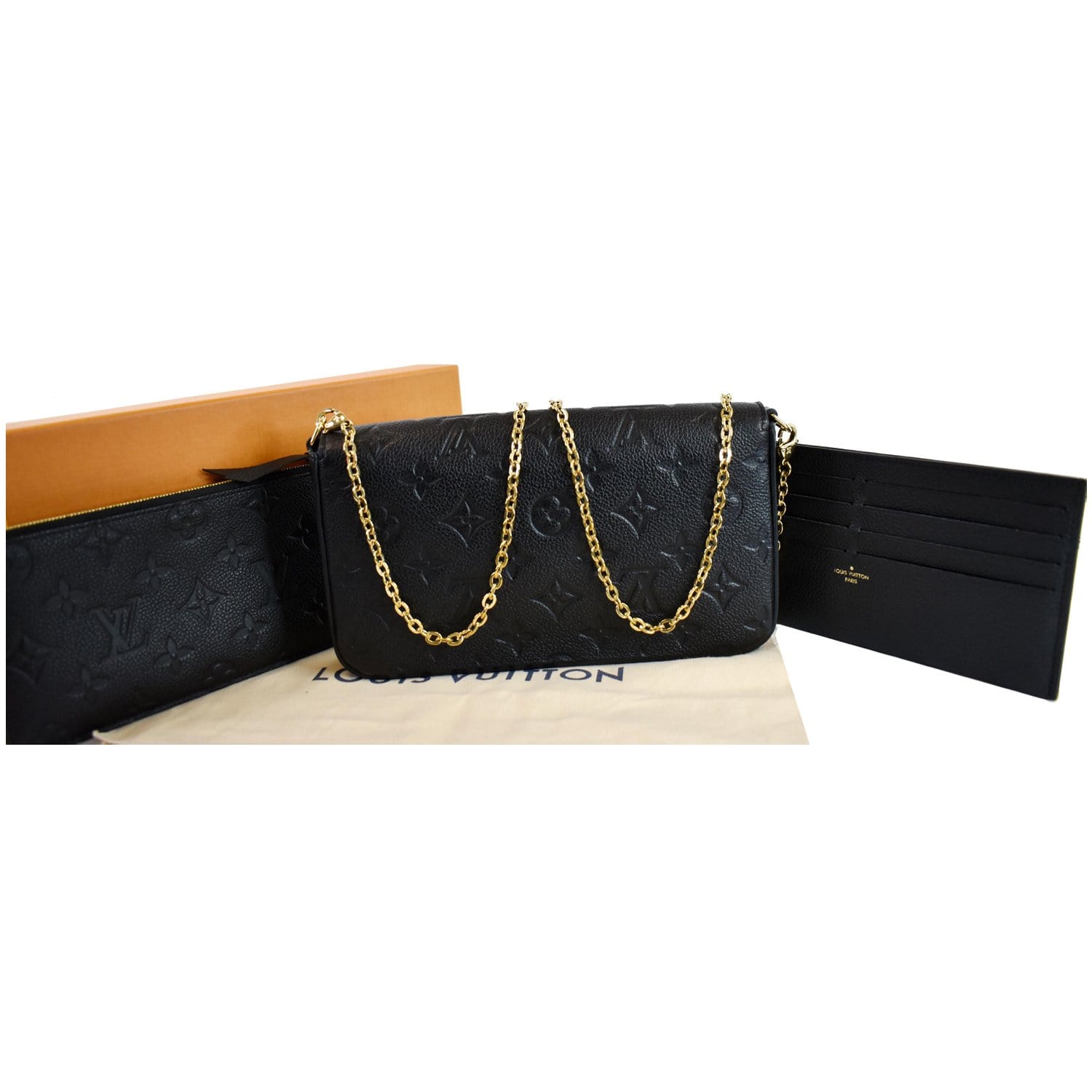Louis Pochette Felicie Empreinte Wallet Crossbody Bag Monogram Black