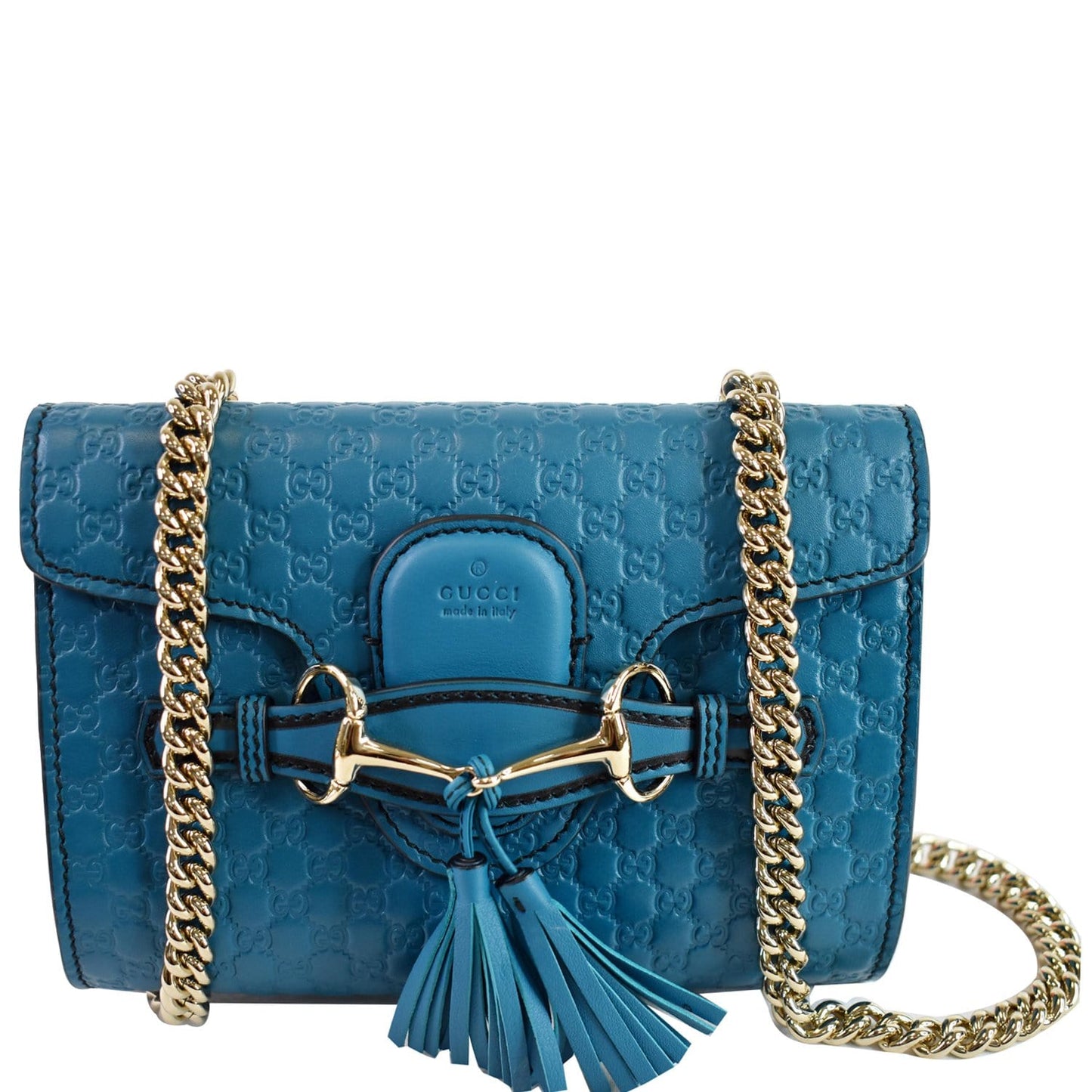 Gucci Emily Micro ssima Shoulder Bag Teal Leather Mini