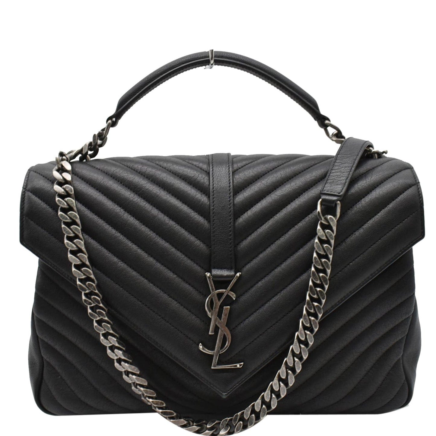 YSL Saint Laurent Saint College Flap Matelassã Shoulder Bag Leather Black