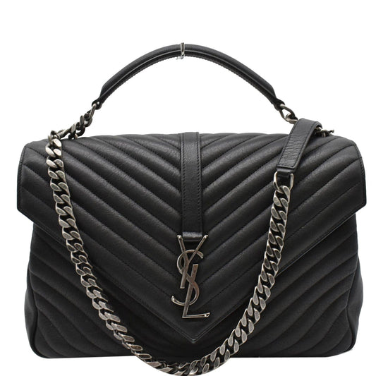 YSL Saint Laurent Saint College Flap Matelassã Shoulder Bag Leather Black