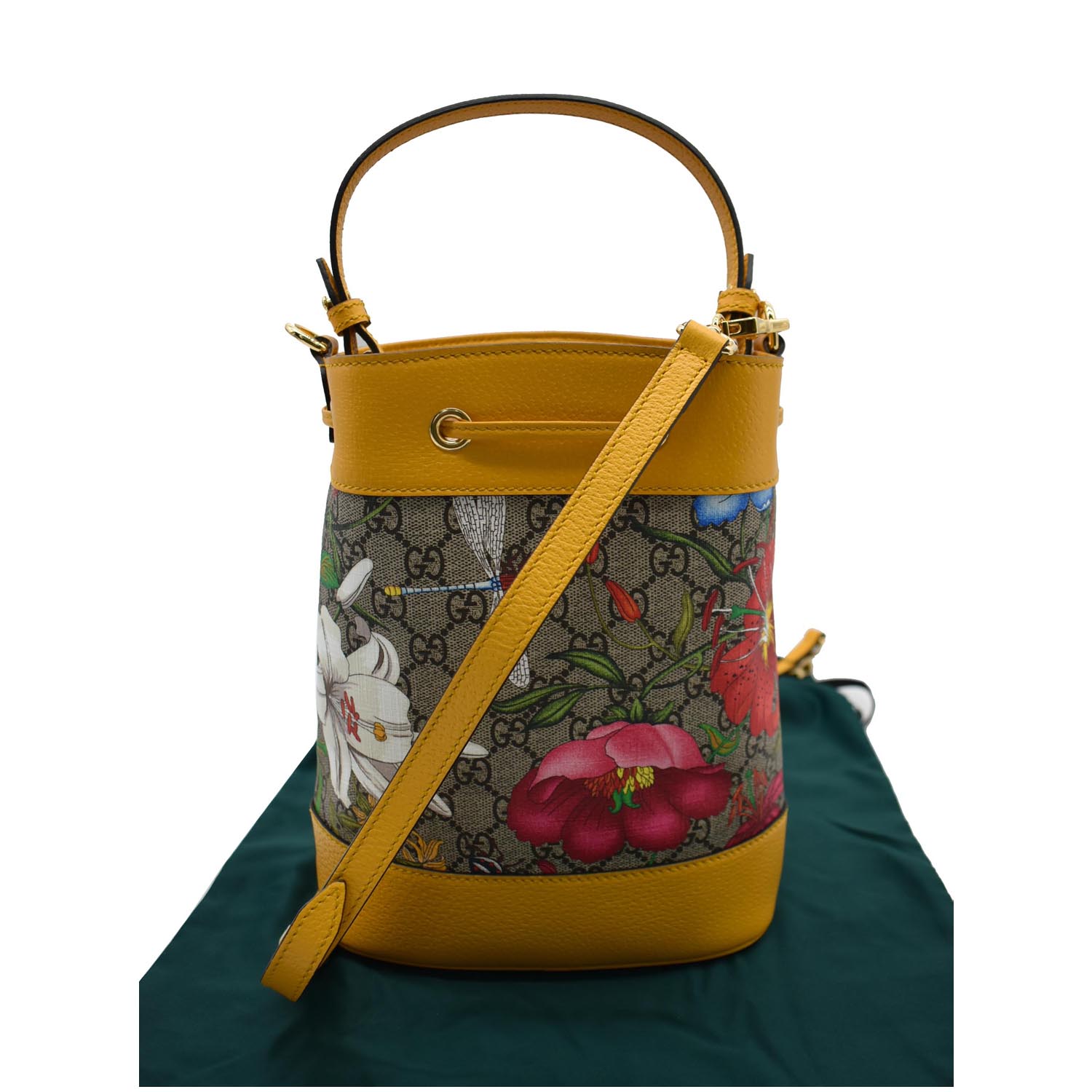 Gucci Ophidia Flora Bag Yellow Canvas Small Shoulder Bag