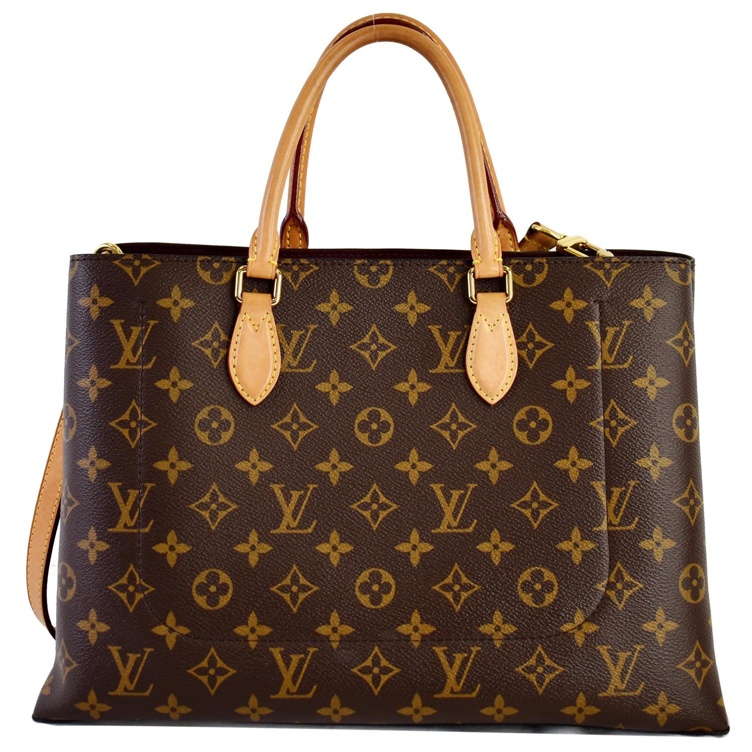 Louis Flower Tote Bag Canvas Monogram Bag Brown