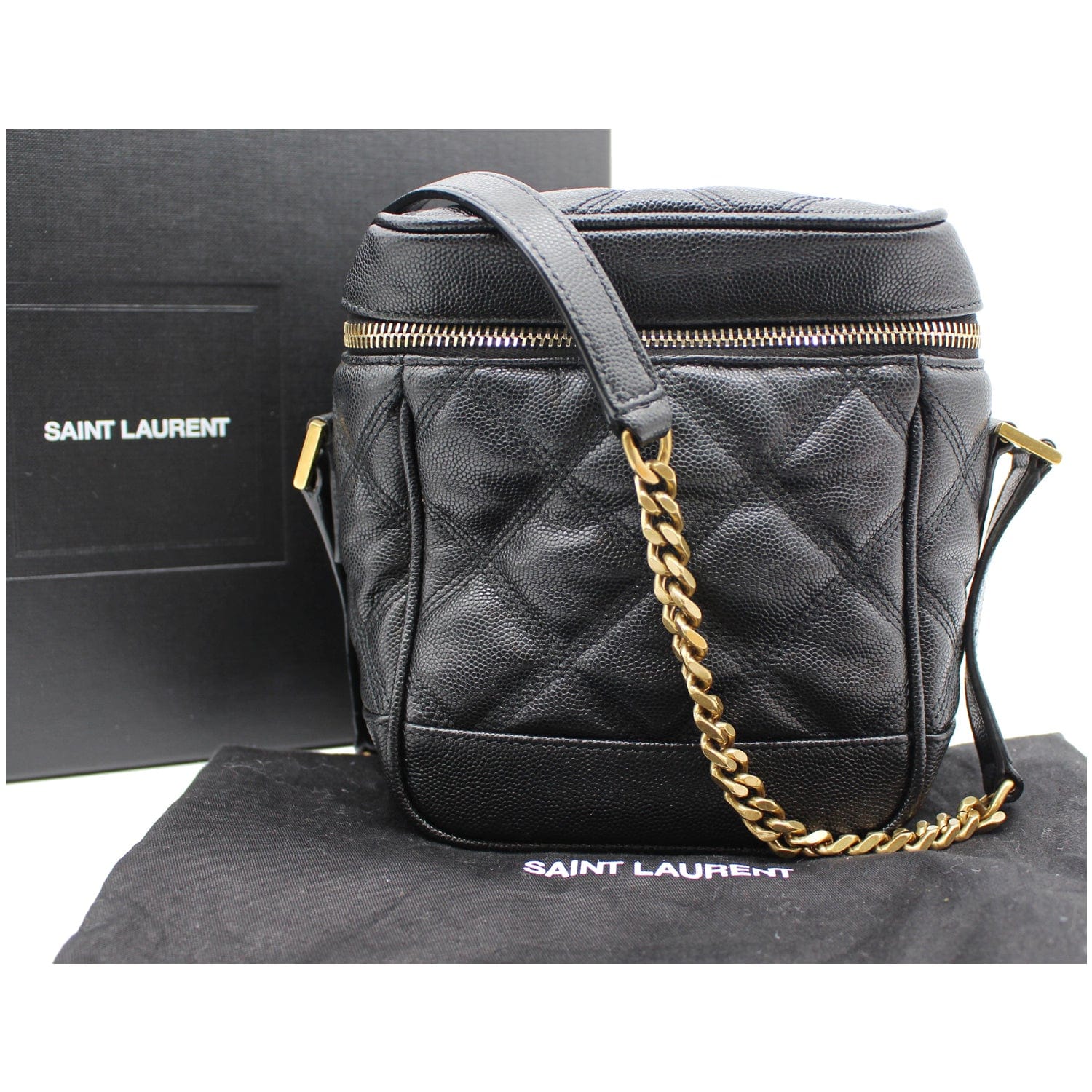 YSL Saint Laurent Saint Vanity Grain De Poudre Shoulder Bag Leather Quilted