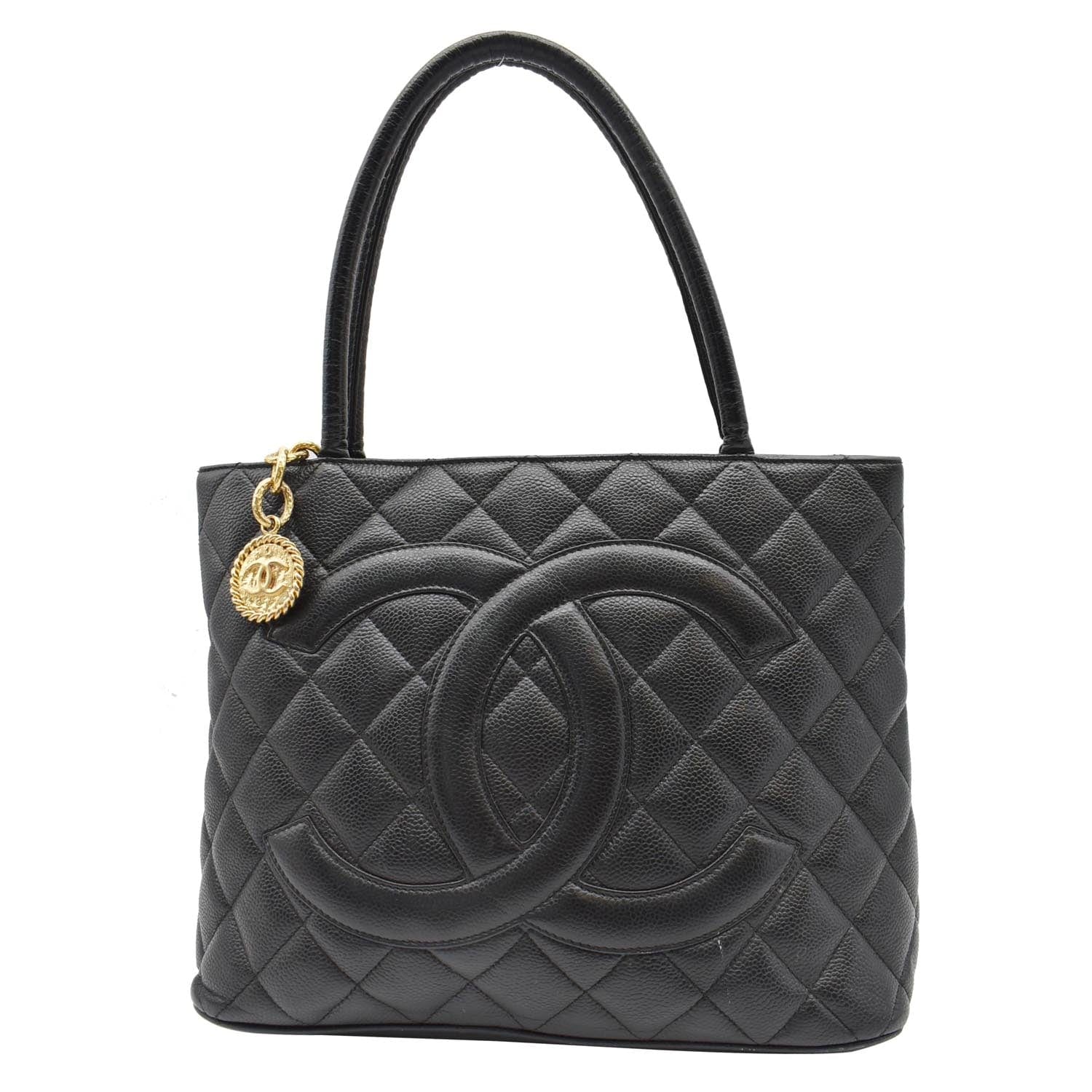 Chanel Medallion Caviar Tote Bag Leather Quilted