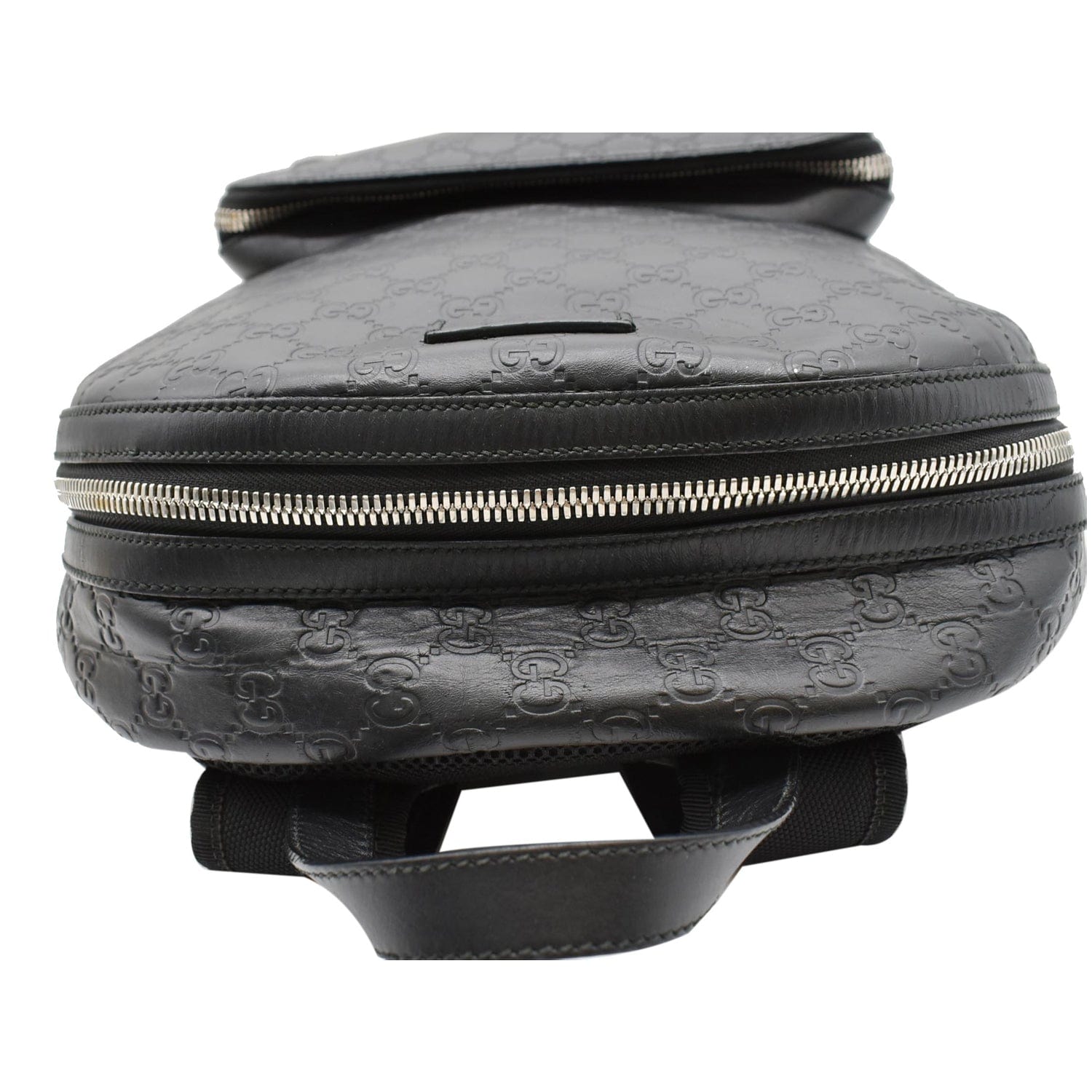 Gucci Signature Backpack Bag Leather Black