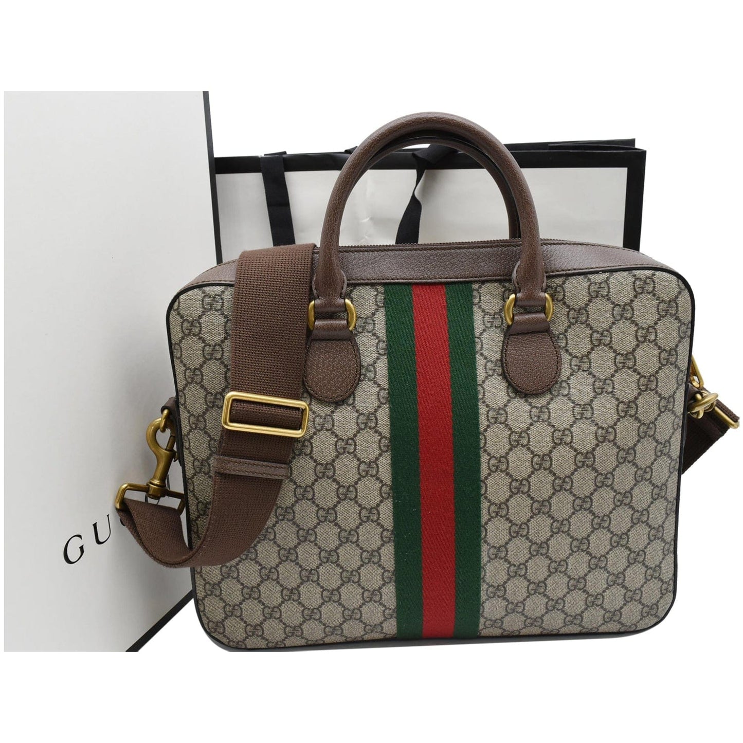 Gucci Ophidia Soft Supreme Briefcase Shoulder Bag Leather Canvas