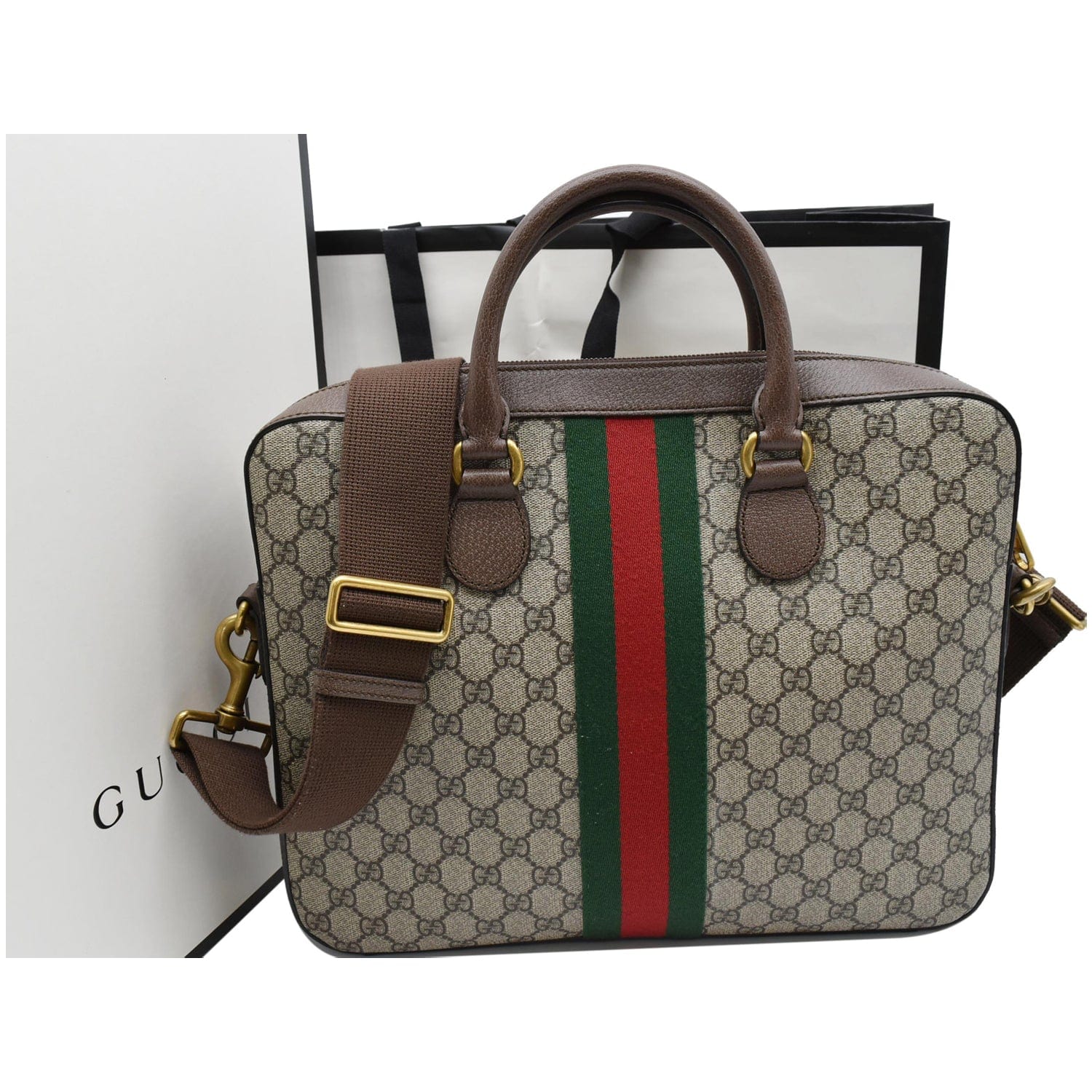 Gucci Ophidia Soft Supreme Briefcase Shoulder Bag Leather Canvas