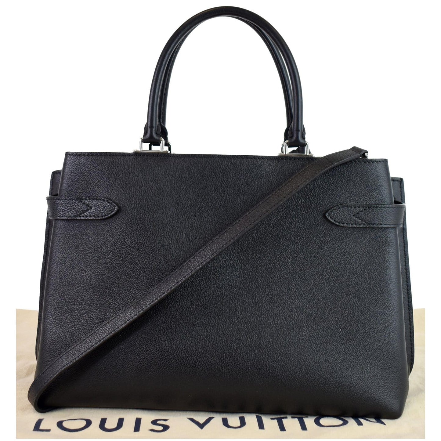 Louis Lockme Day Grained Calf 2Way Shoulder Black Shoulder Bag